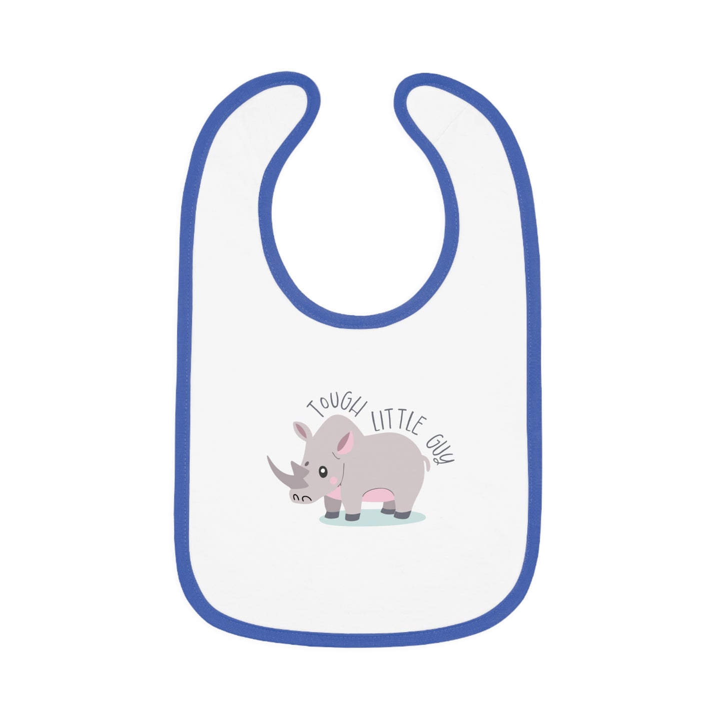 Royal Blue Trimmed Tough Little Guy Rhino Bib, Baby Contrast Trim Jersey Bib