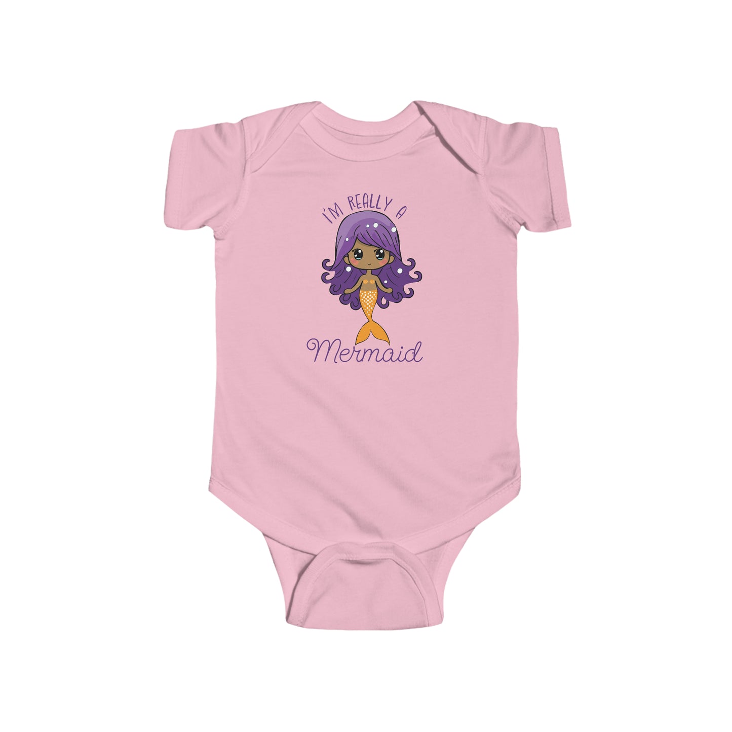 Pink I'm Really a Mermaid Baby Snapsuit, Cute Mermaid Bodysuit
