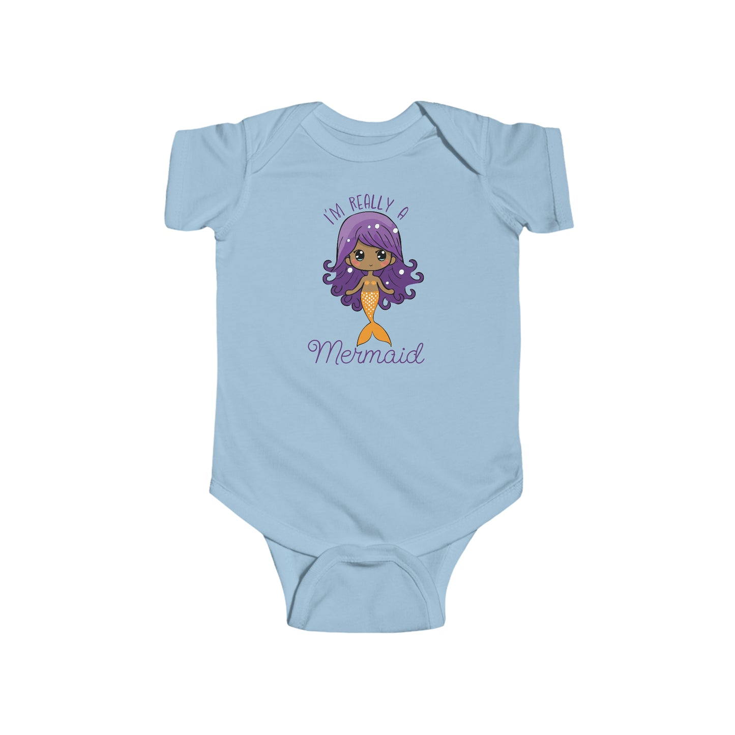 Blue I'm Really a Mermaid Baby Snapsuit, Cute Mermaid Bodysuit