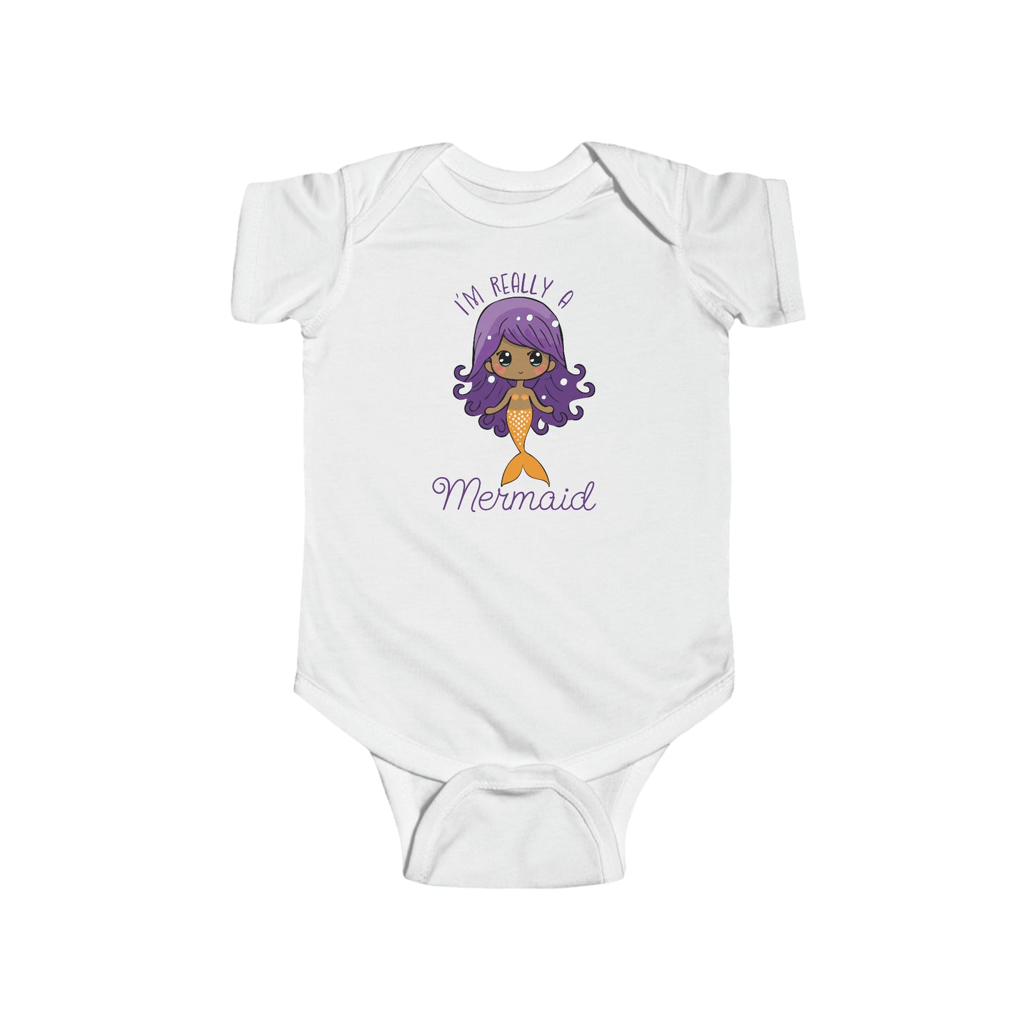 White I'm Really a Mermaid Baby Snapsuit, Cute Mermaid Bodysuit