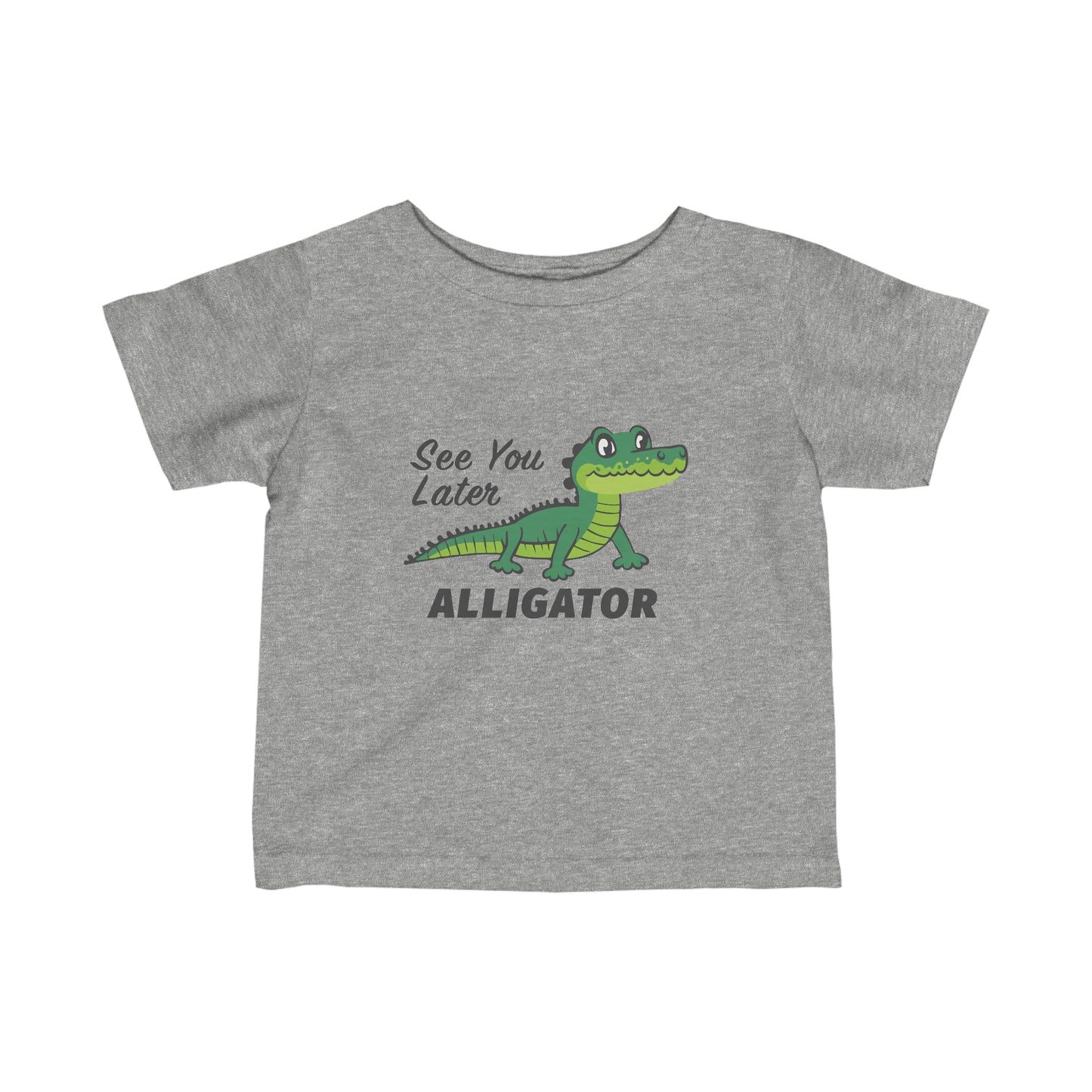 Heather Grey See You Later Alligator Children's T-Shirt Infant Fine Jersey Tee, Alligator Toddler Shirt