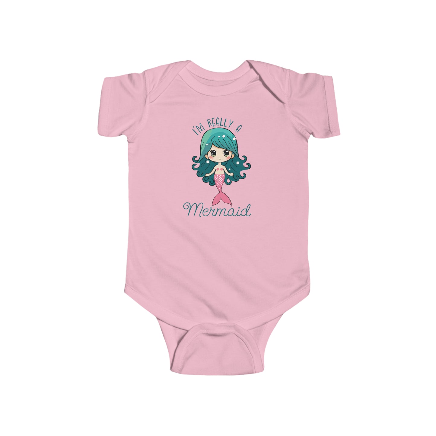 Pink I'm Really a Mermaid Baby Snapsuit, Cute Mermaid Bodysuit