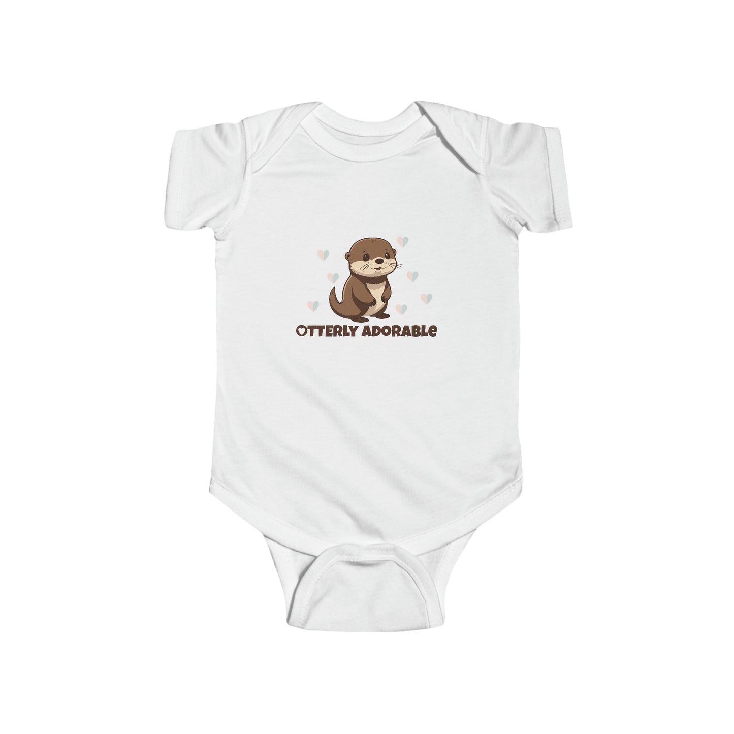 White Otterly Adorable Otter Snapsuit, Infant Fine Jersey Bodysuit, Otter Baby and Toddler Apparel