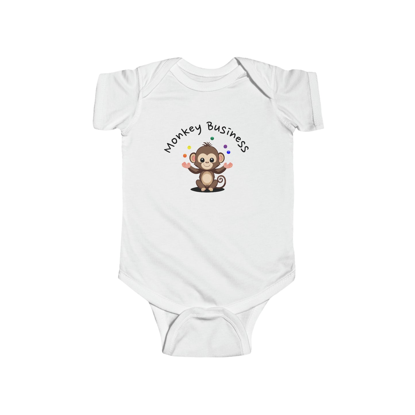 White Monkey Business Baby Infant Fine Jersey Bodysuit, Monkey Business Bodysuit