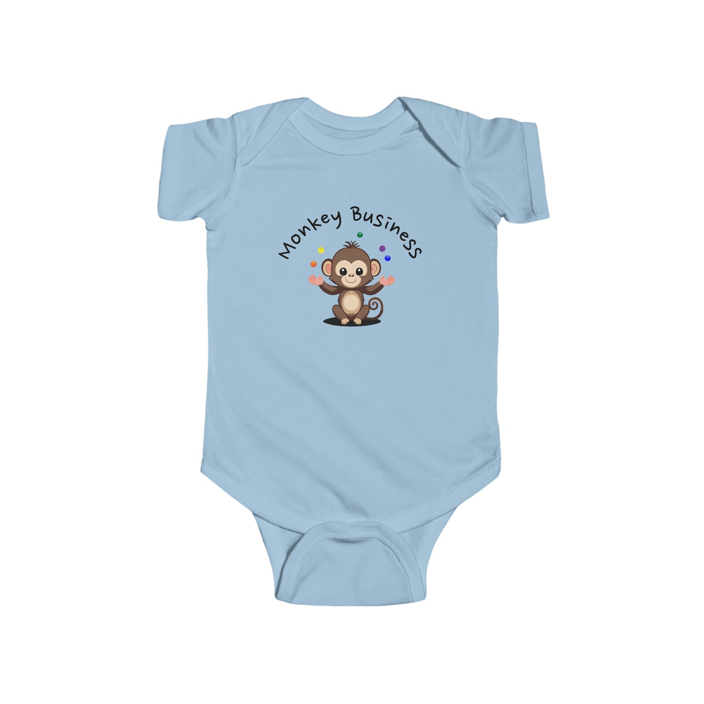Light Blue Monkey Business Baby Infant Fine Jersey Bodysuit, Monkey Business Bodysuit