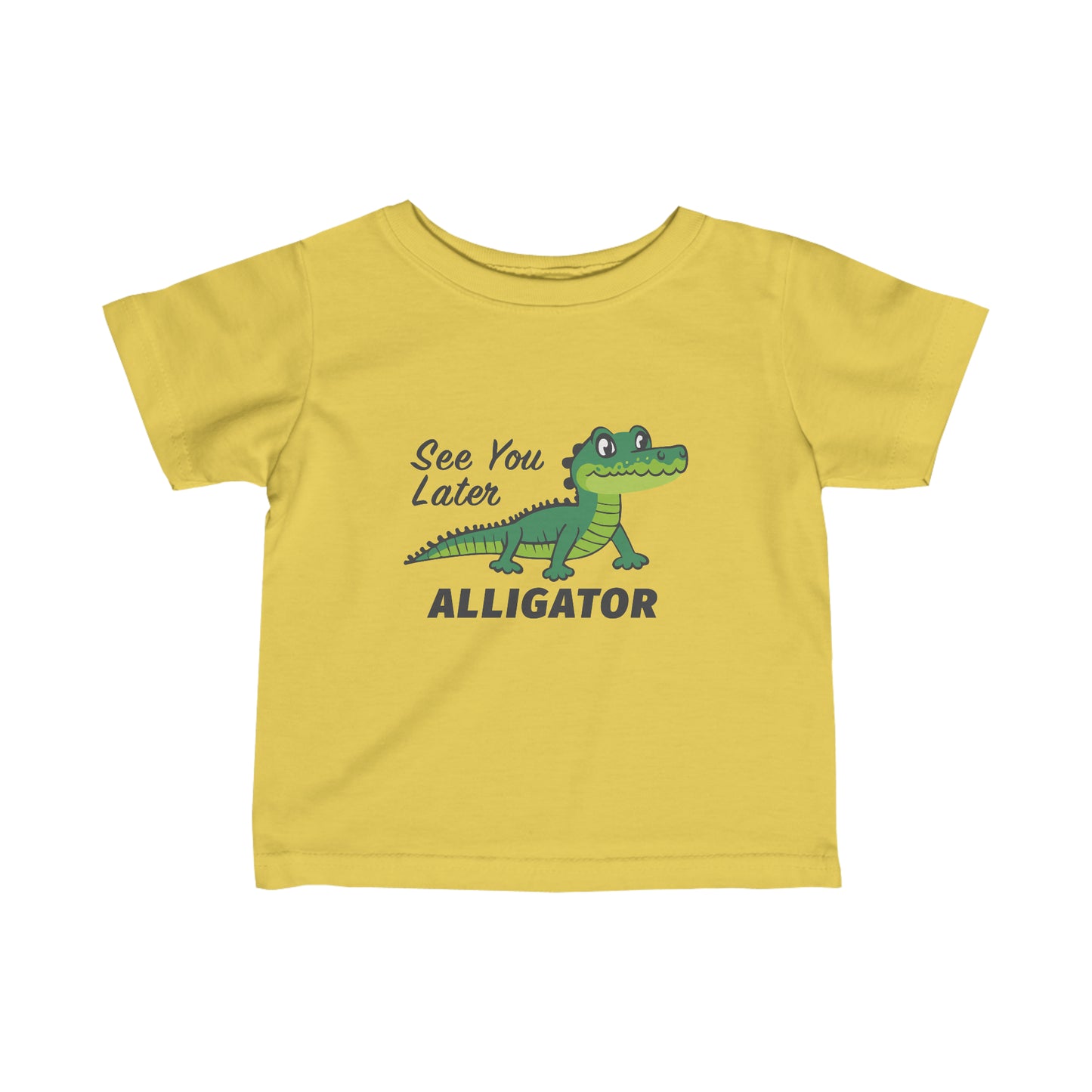Butter Yellow See You Later Alligator Children's T-Shirt Infant Fine Jersey Tee, Alligator Toddler Shirt