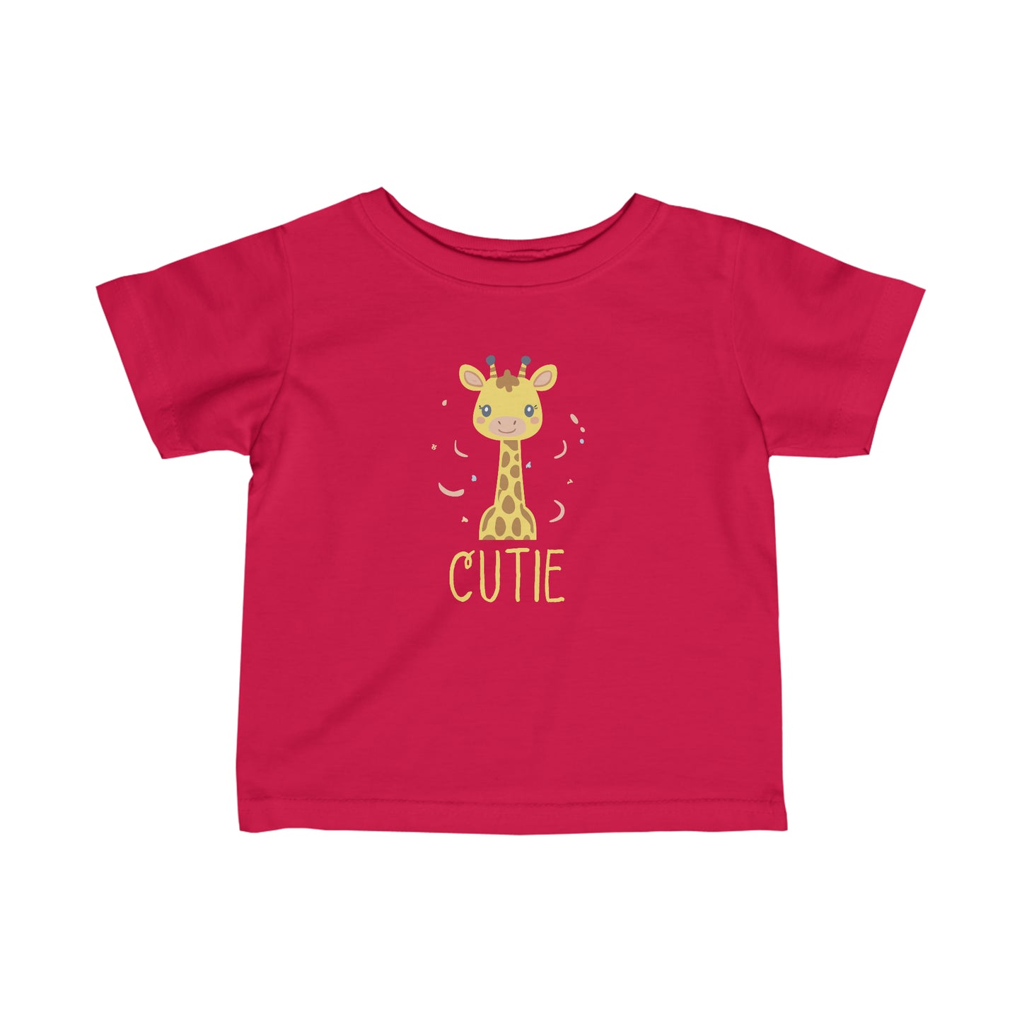 Red Giraffe Cutie Toddler Shirt Infant Fine Jersey Tee, Giraffe Cutie Baby Shirt