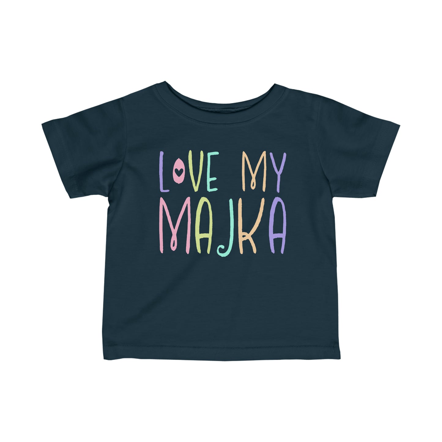 Navy Blue I Love My Majka Baby Shirt, Love My Majka Balkan Baby, Bosnian Clothing, Toddler Short Sleeve Tee
