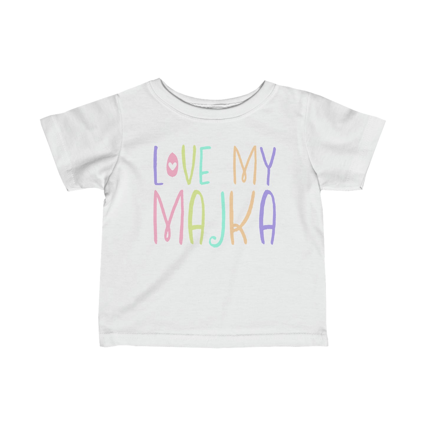 White I Love My Majka Baby Shirt, Love My Majka Balkan Baby, Bosnian Clothing, Toddler Short Sleeve Tee