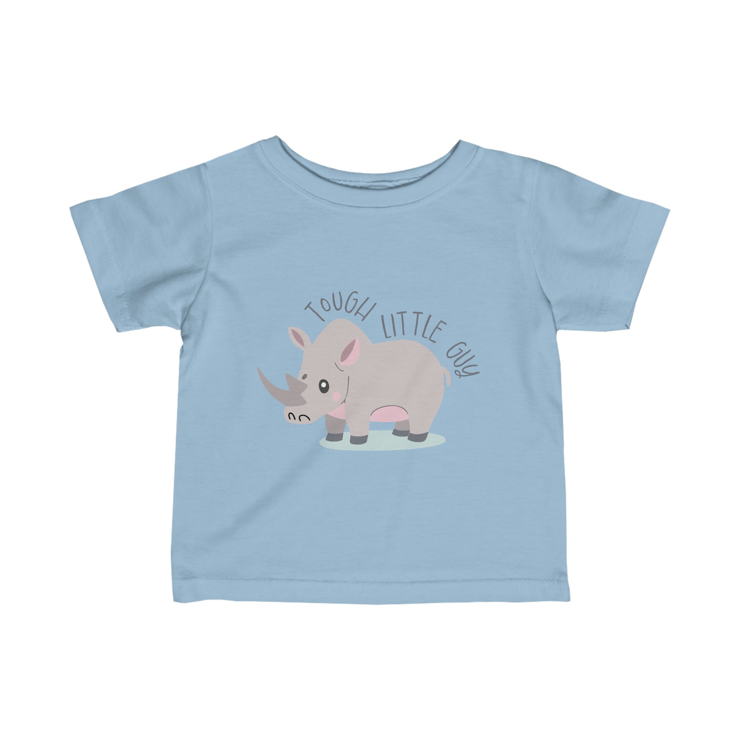 Light Blue Tough Little Guy Rhino Toddler T-Shirt Infant Fine Jersey Tee, Tough Rhino Toddler Shirt