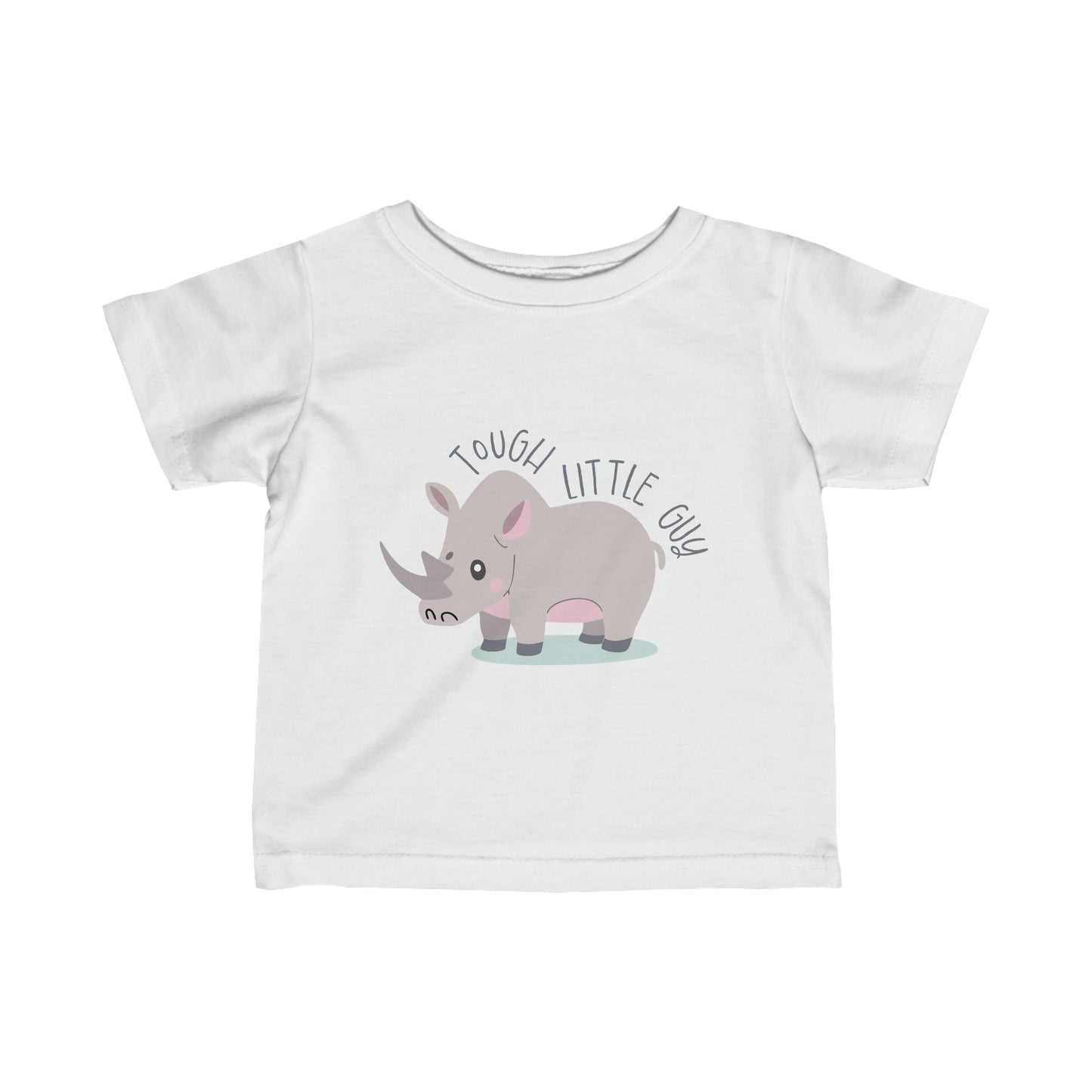 White Tough Little Guy Rhino Toddler T-Shirt Infant Fine Jersey Tee, Tough Rhino Toddler Shirt