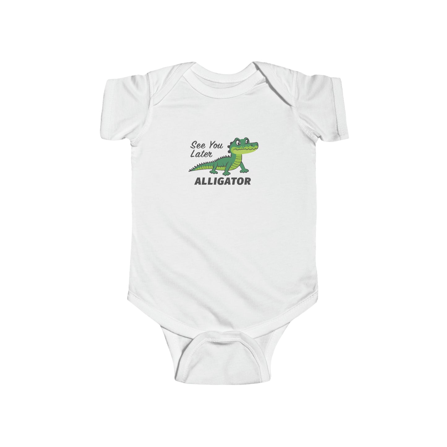 White See You Later Alligator Snapsuit, Baby Alligator Bodysuit