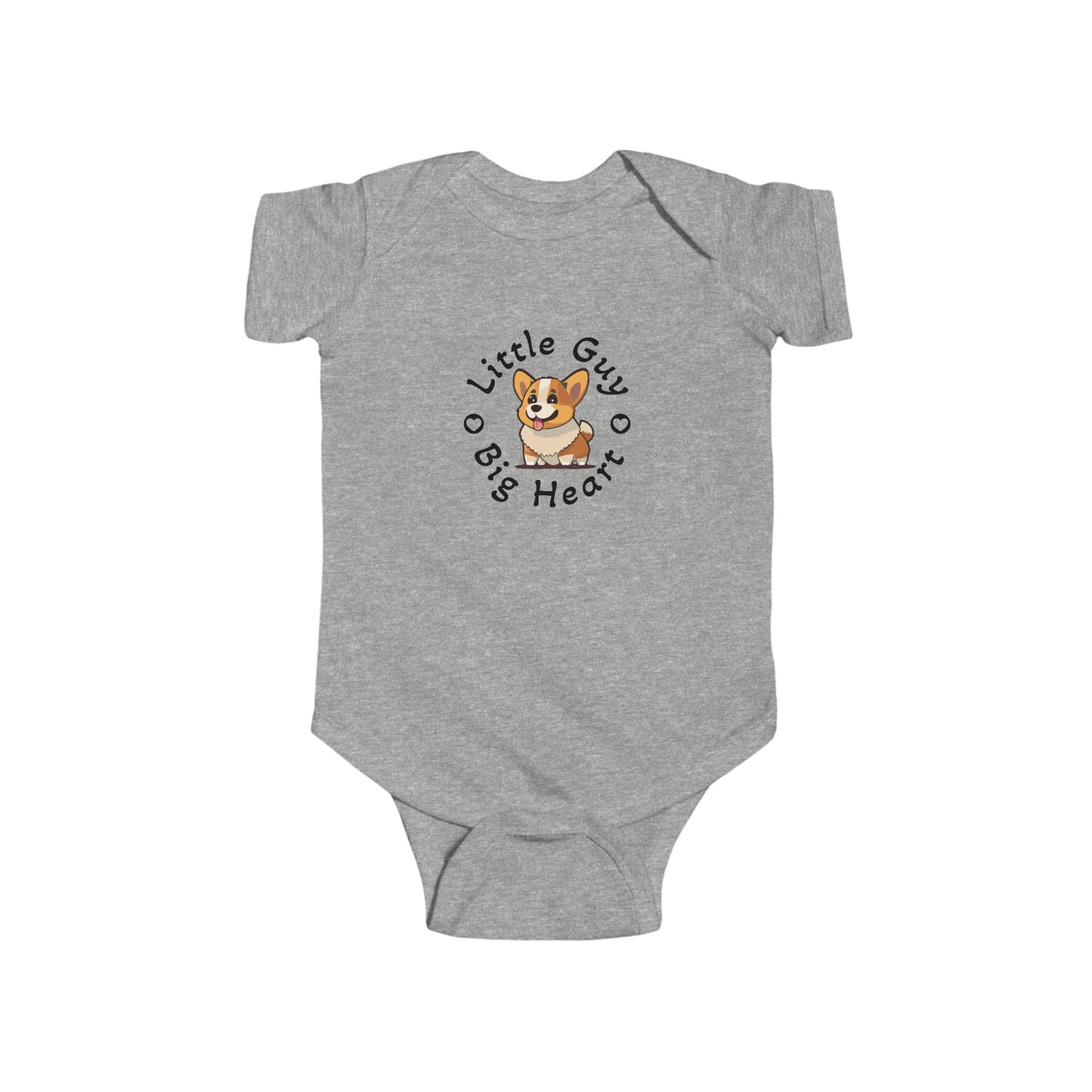 Heather Little Guy Big Heart Snapsuit, Infant Fine Jersey Bodysuit, Kawaii Corgi Baby Apparel