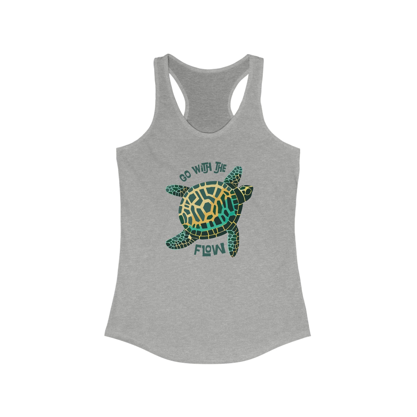 Heather Grey Go with the Flow Turtle Shell Tank Top, Turtle Shell Racerback Tank