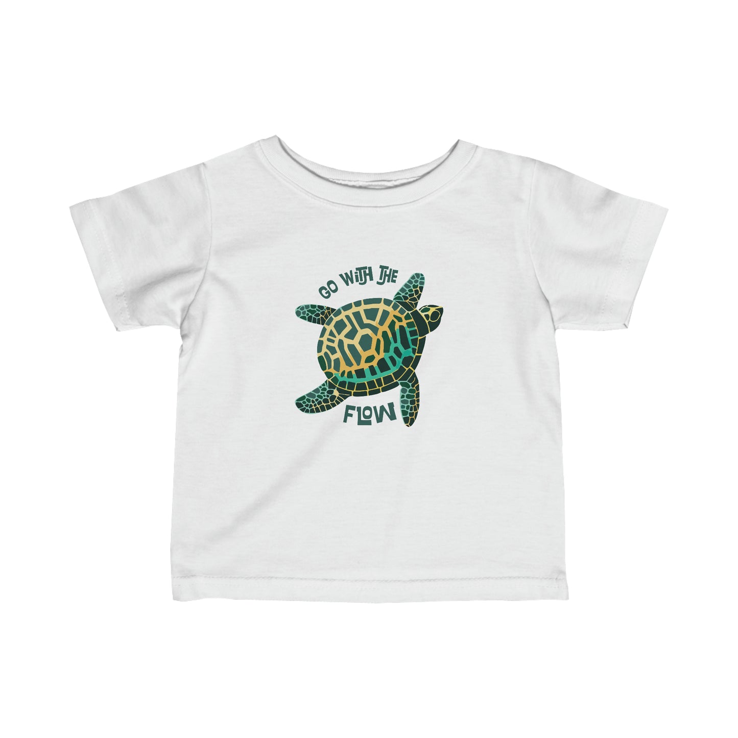 White Go With The Flow Turtle Shell Tee, Turtle Shell Baby and Toddler Shirt