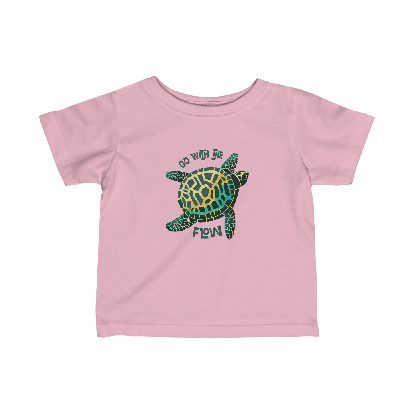 Pink Go With The Flow Turtle Shell Tee, Turtle Shell Baby and Toddler Shirt