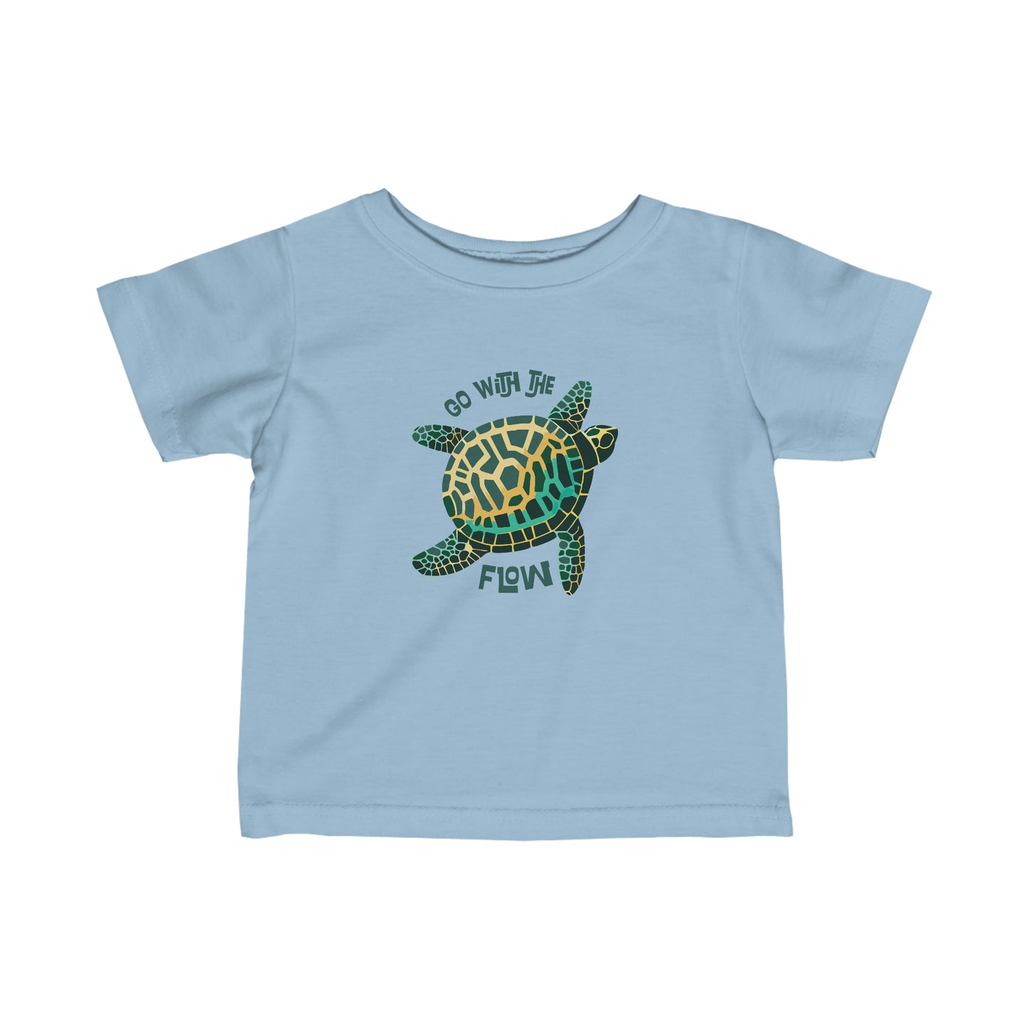 Light Blue Go With The Flow Turtle Shell Tee, Turtle Shell Baby and Toddler Shirt