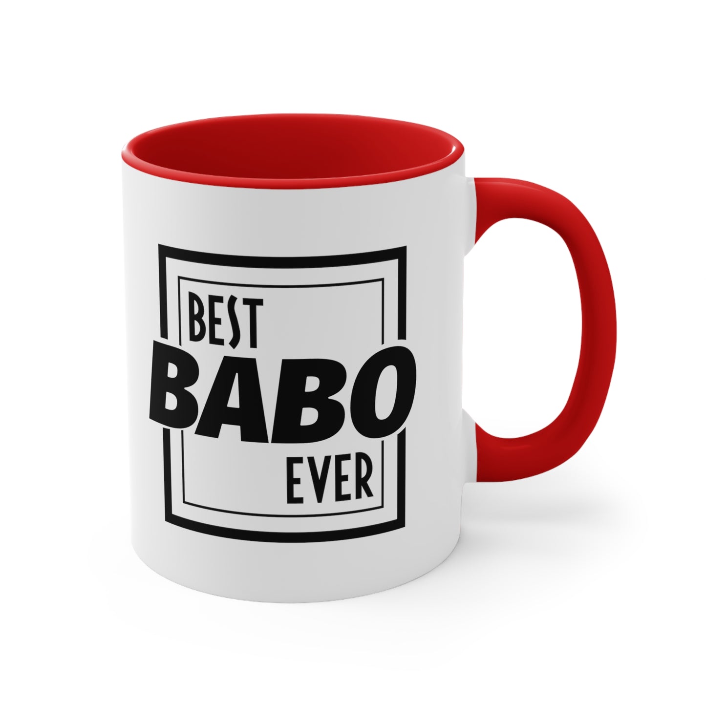 Red Rimmed Best Babo Ever Bosnian Dad Two-Tone Coffee Mugs, 11oz, Balkan Dad Gift