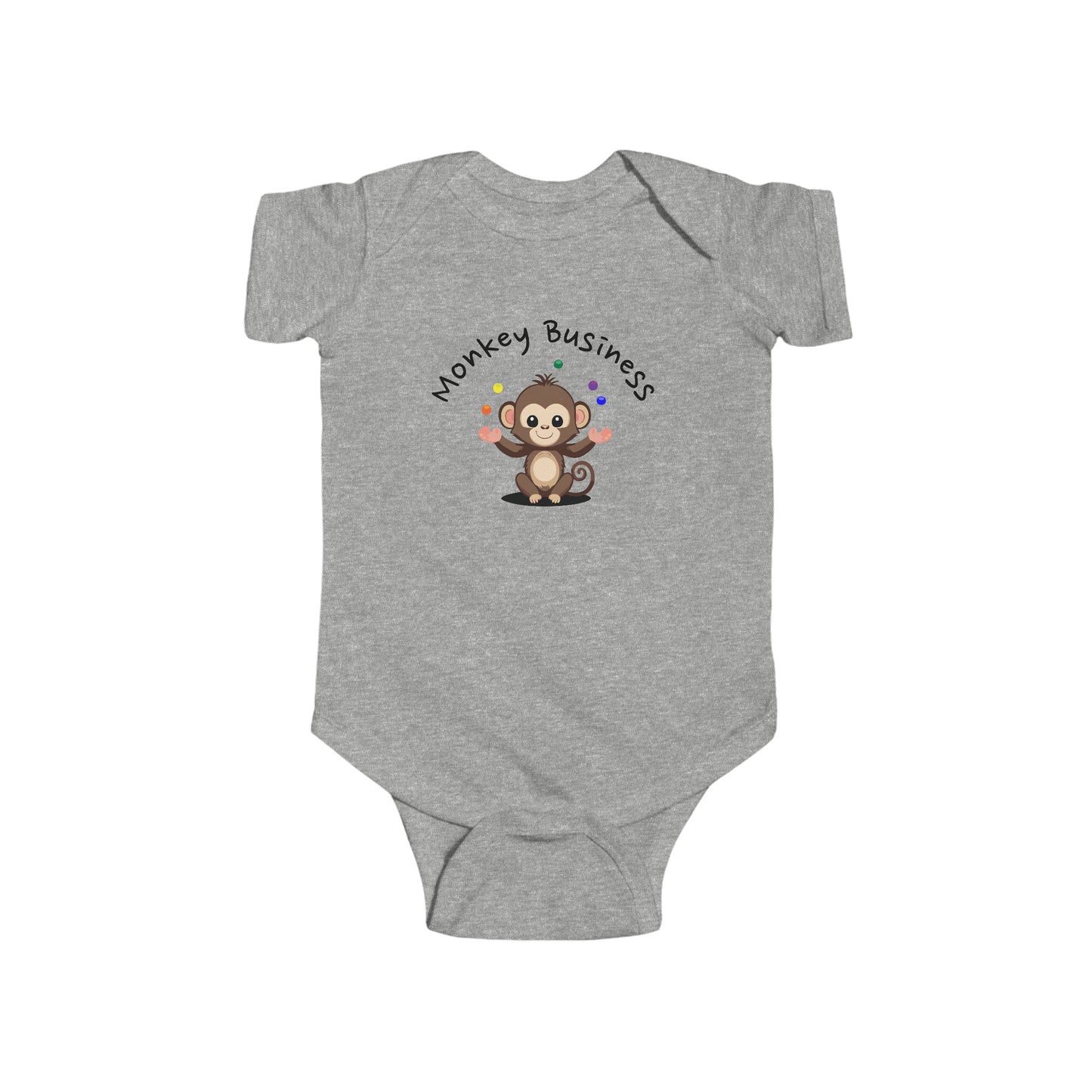 Heather Grey Monkey Business Baby Infant Fine Jersey Bodysuit, Monkey Business Bodysuit