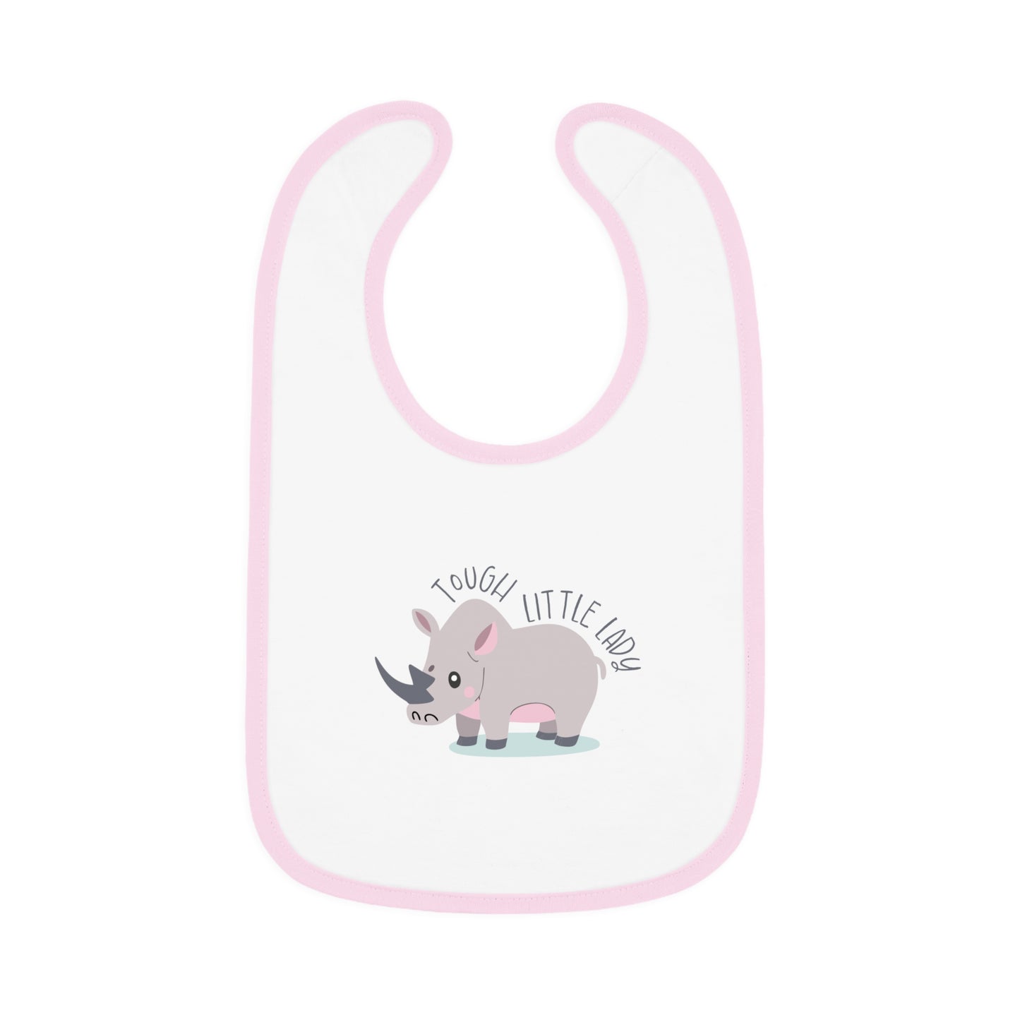 Pink Trim Tough Little Lady Rhino Bib, Baby Contrast Trim Jersey Bib