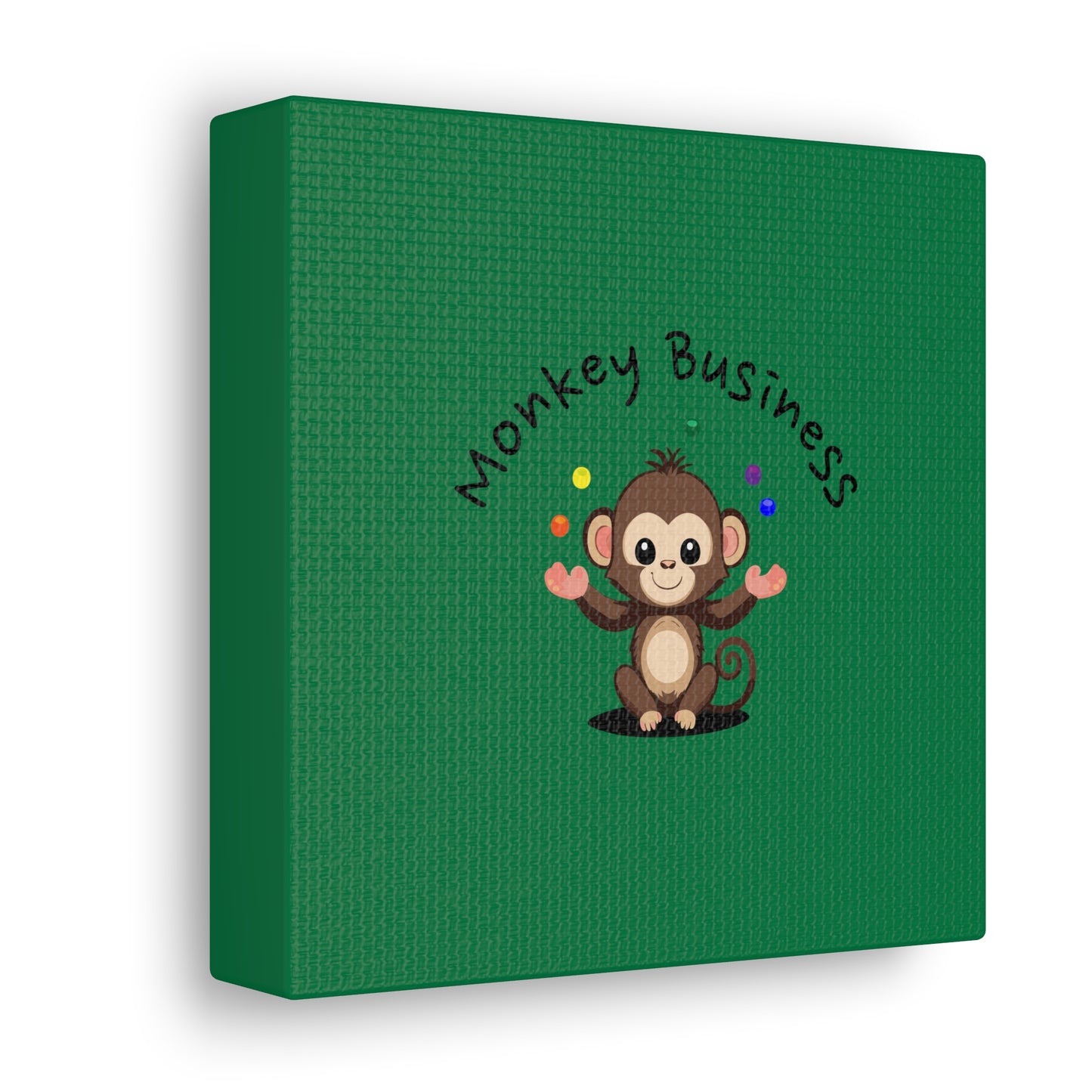 Side View of 6 by 6 Monkey Business Canvas Print, Monkey Print, Monkey Baby Canvas, Monkey Business Baby Canvas for Nursery