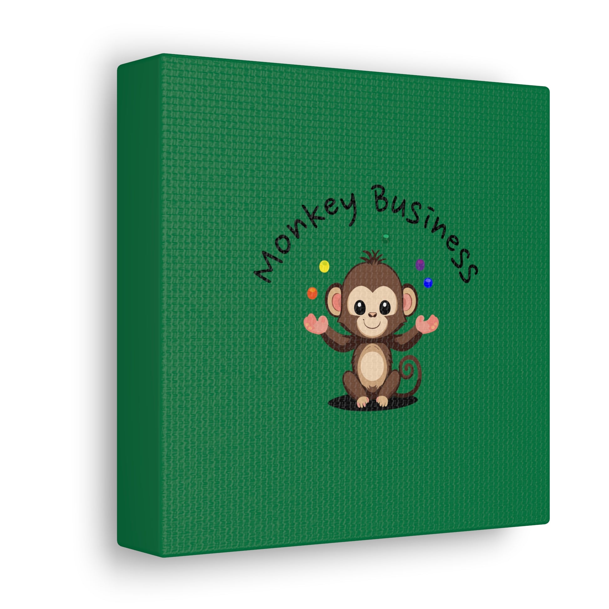 Side View of 6 by 6 Monkey Business Canvas Print, Monkey Print, Monkey Baby Canvas, Monkey Business Baby Canvas for Nursery