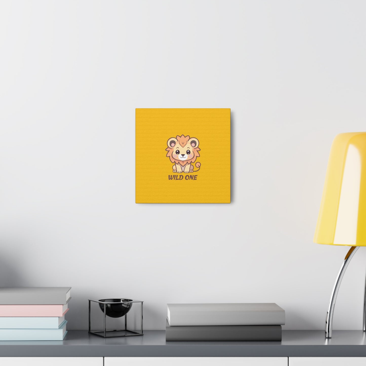Hanging Example of Wild One Lion Canvas, Safari Animal Lion Print
