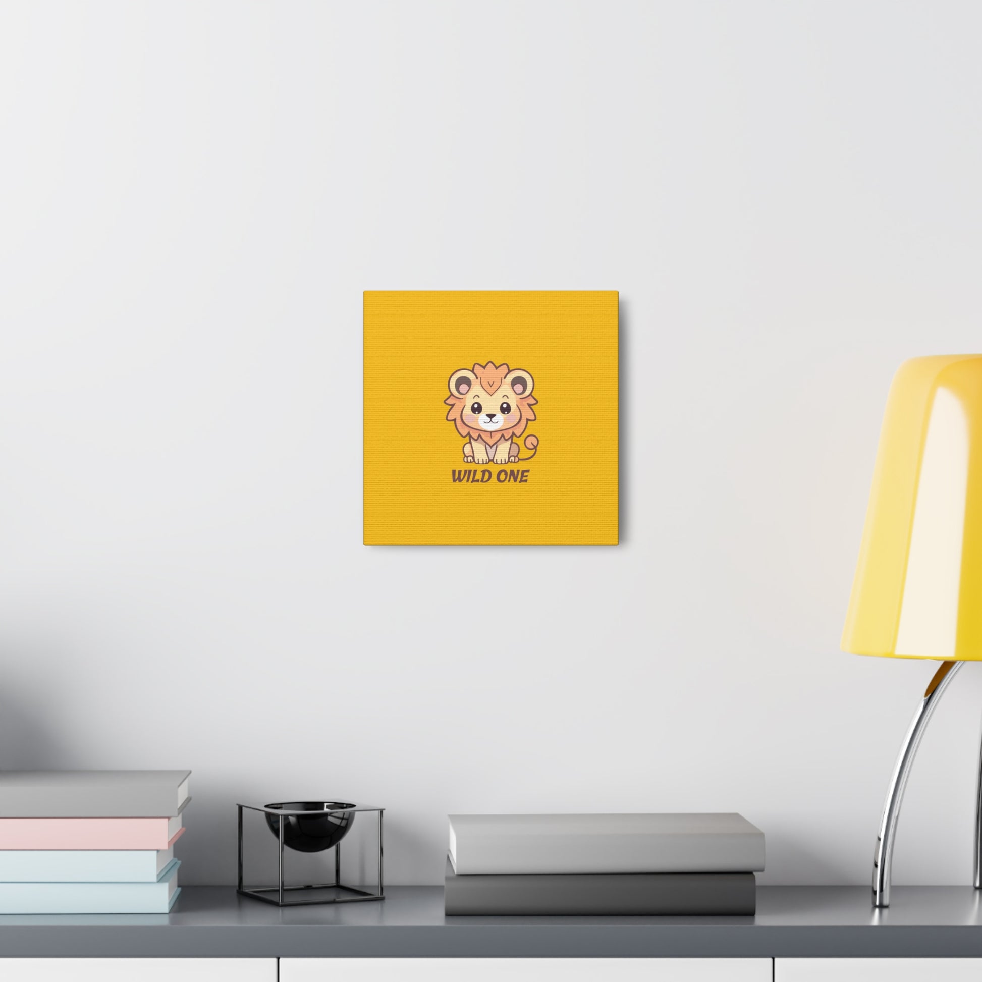 Hanging Example of Wild One Lion Canvas, Safari Animal Lion Print