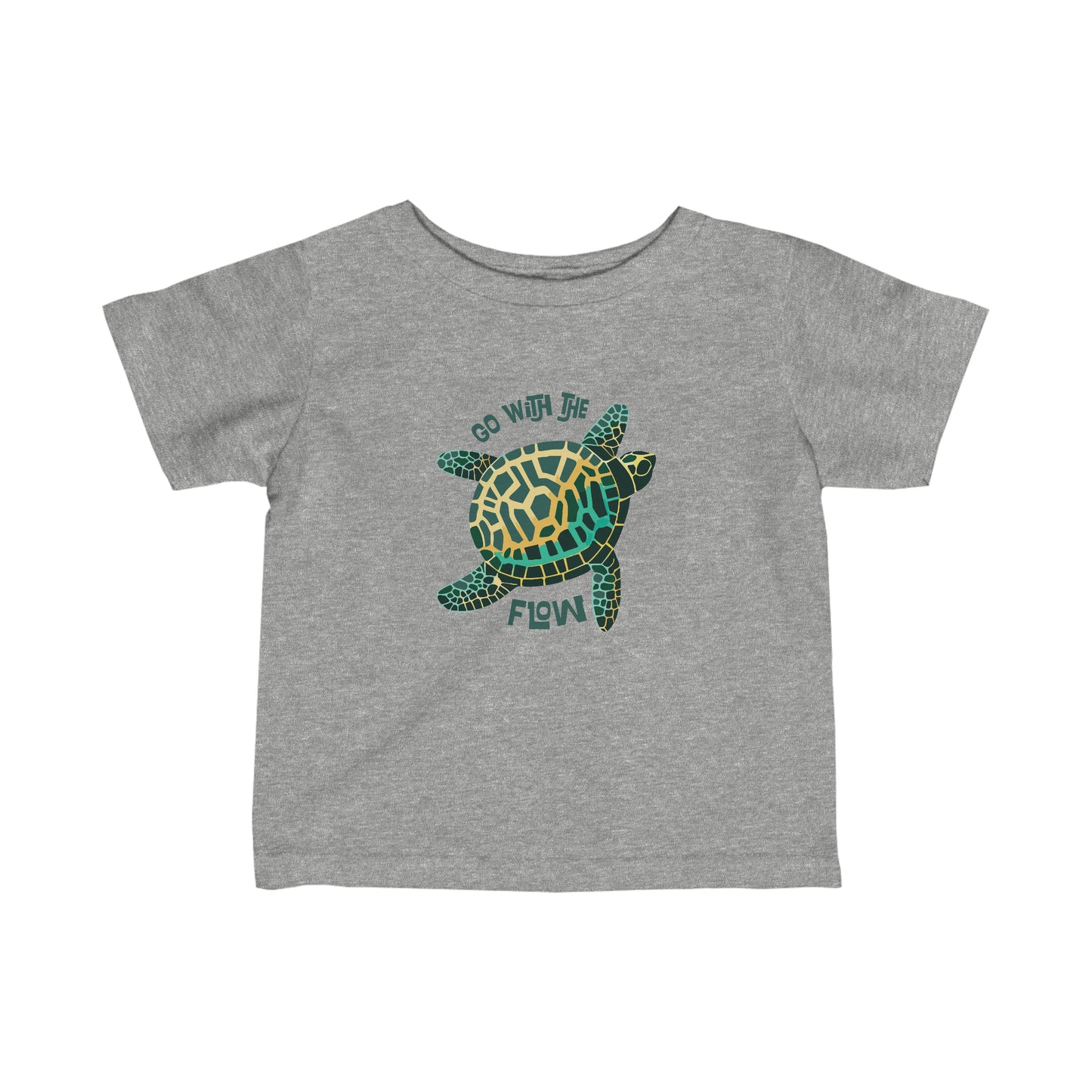Heather Grey Go With The Flow Turtle Shell Tee, Turtle Shell Baby and Toddler Shirt