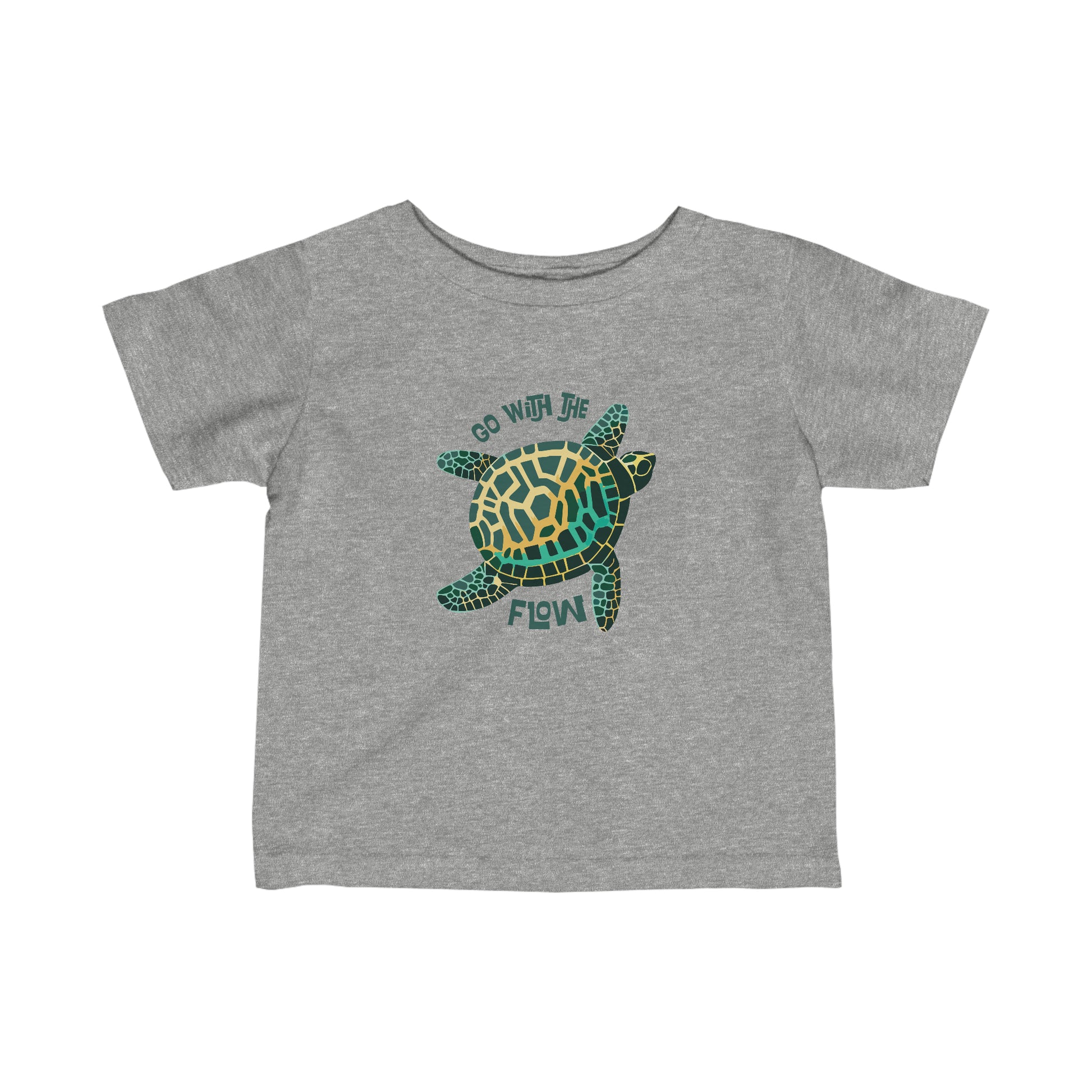 Heather Grey Go With The Flow Turtle Shell Tee, Turtle Shell Baby and Toddler Shirt
