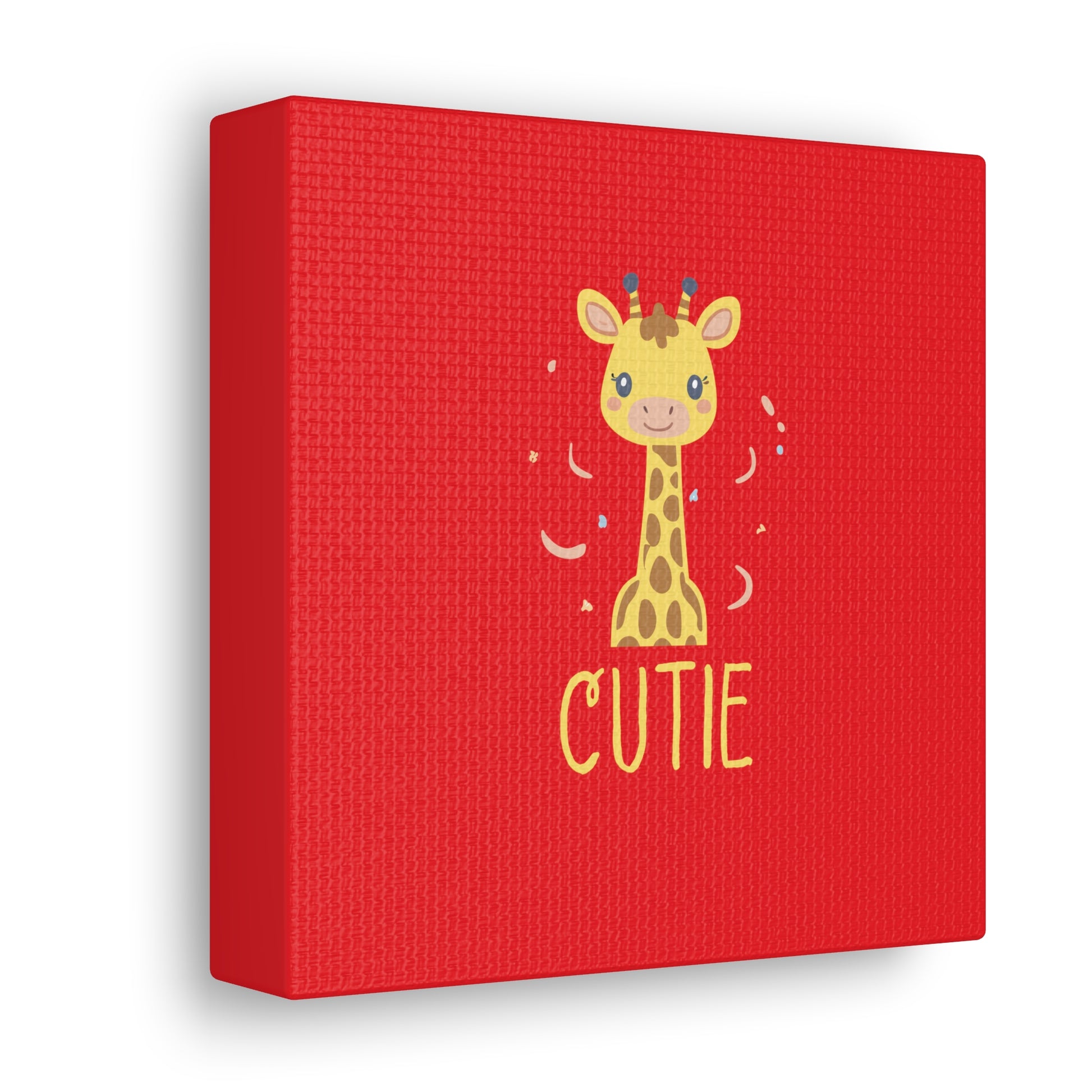 Aide View of 6 by 6 Giraffe Cutie Canvas Print, Giraffe Cutie Print for Nursery
