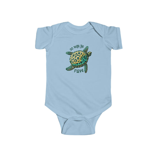 Blue Go with the Flow Turtle Shell Baby Snapsuit, Turtle Shell Baby and Toddler Fine Jersey Bodysuit