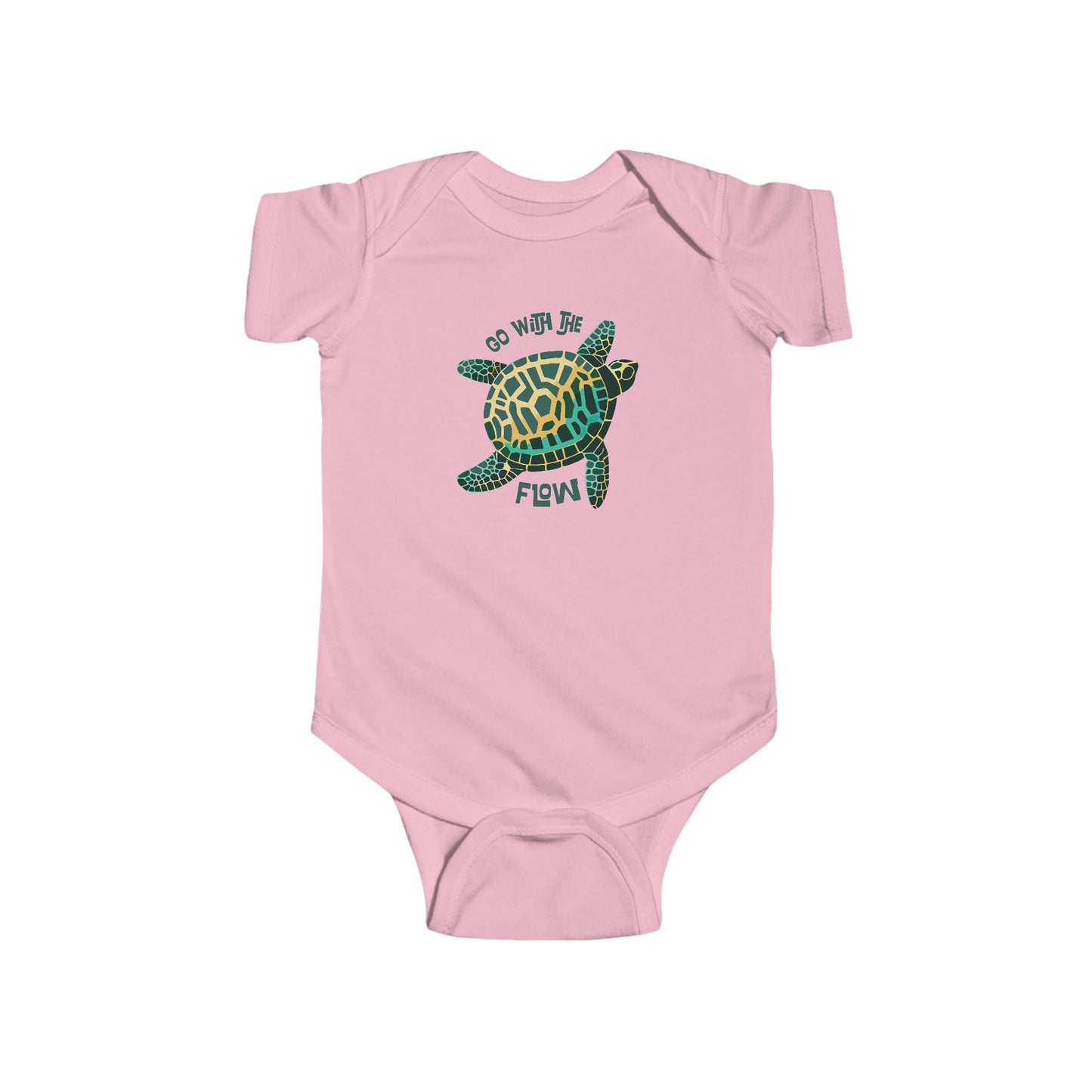 Pink Go with the Flow Turtle Shell Baby Snapsuit, Turtle Shell Baby and Toddler Fine Jersey Bodysuit