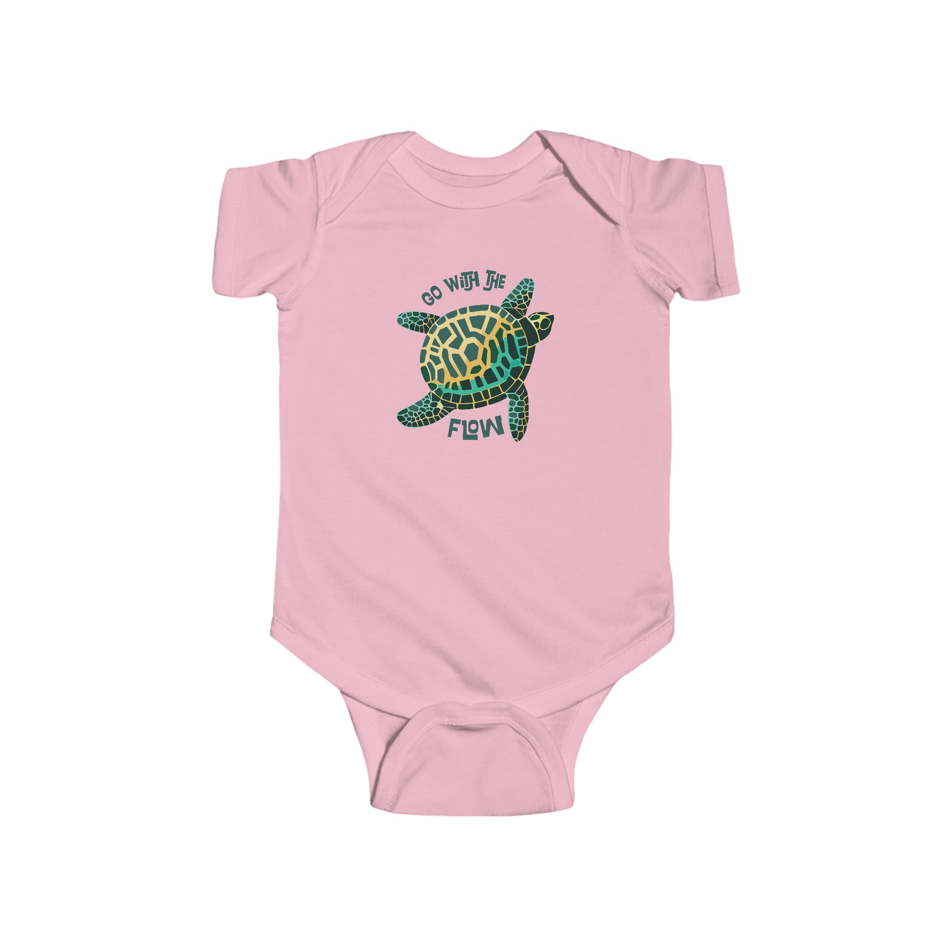 Pink Go with the Flow Turtle Shell Baby Snapsuit, Turtle Shell Baby and Toddler Fine Jersey Bodysuit