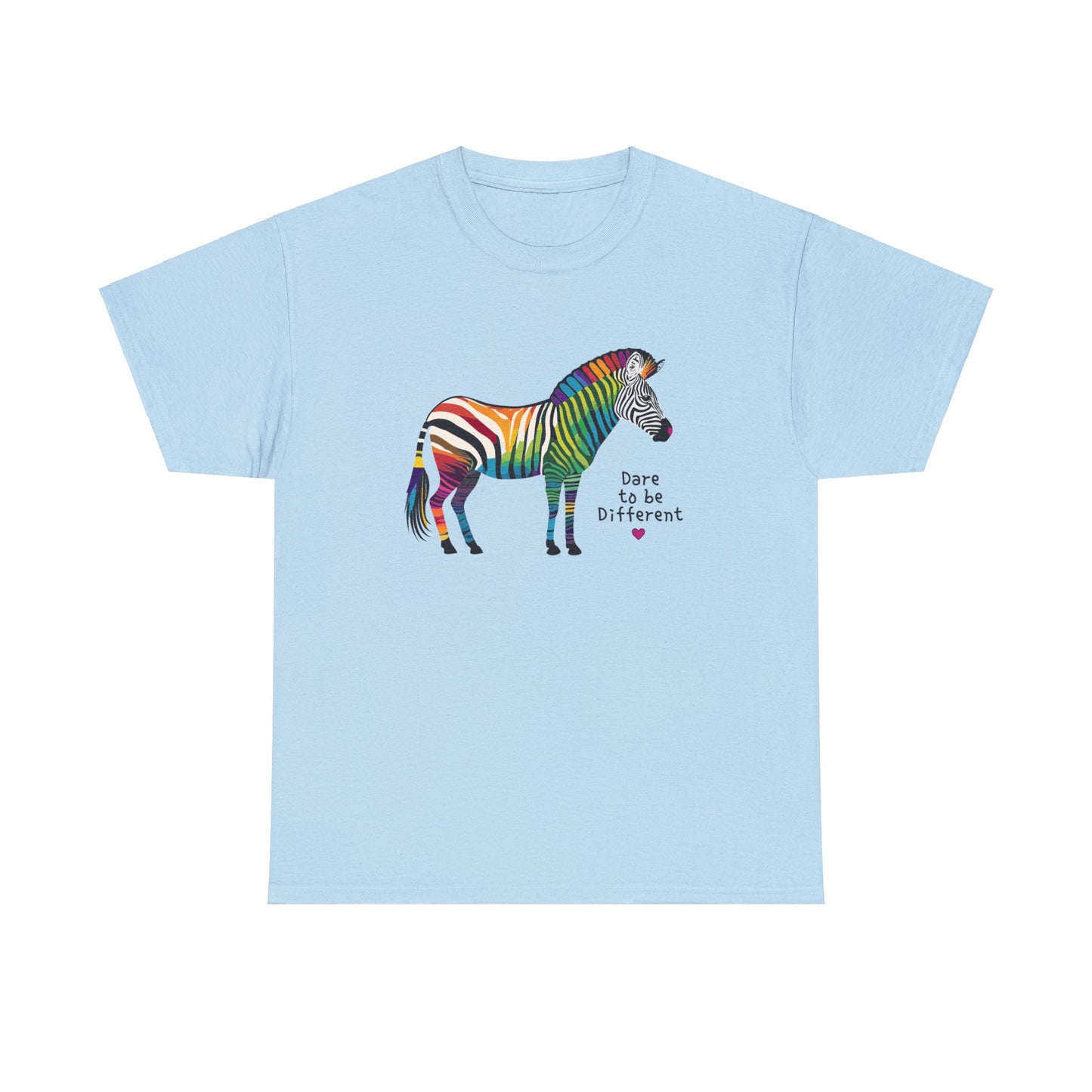Light Blue Rainbow Zebra Dare to be Different T-Shirt