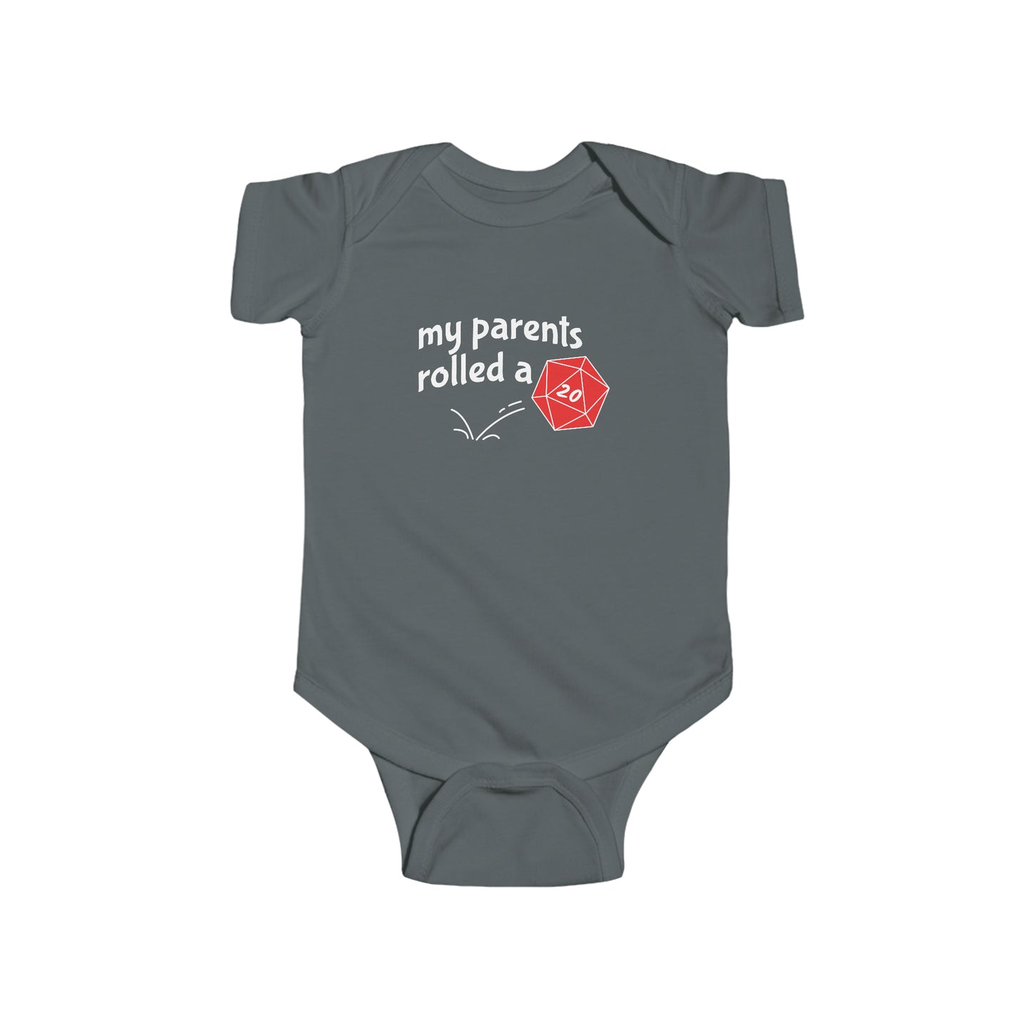 Charcoal My Parents Rolled a Nat20 Snapsuit, Dungeons and Dragons Inspired Baby Apparel, Natural 20 Baby and Toddler Bodysuit