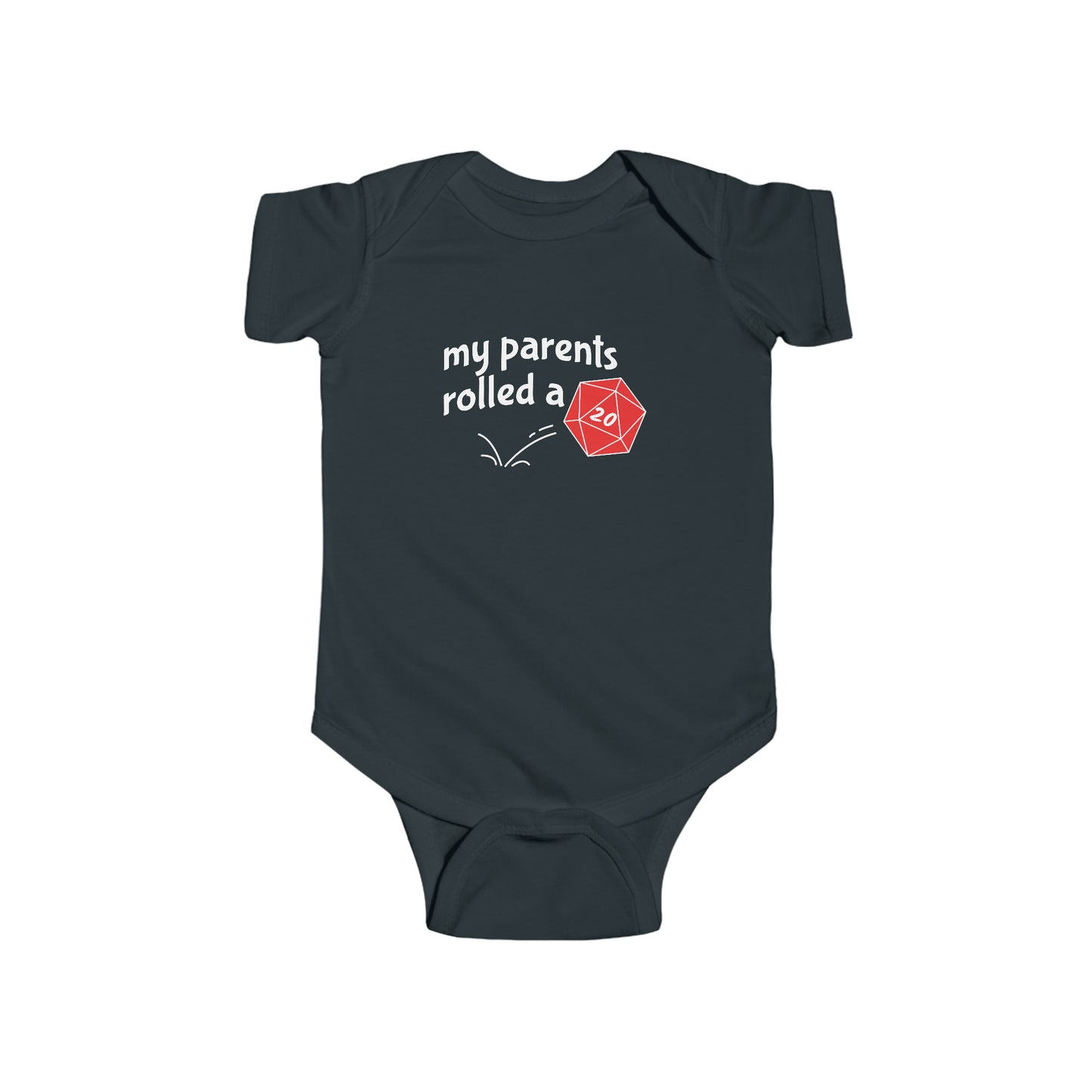 Black My Parents Rolled a Nat20 Snapsuit, Dungeons and Dragons Inspired Baby Apparel, Natural 20 Baby and Toddler Bodysuit