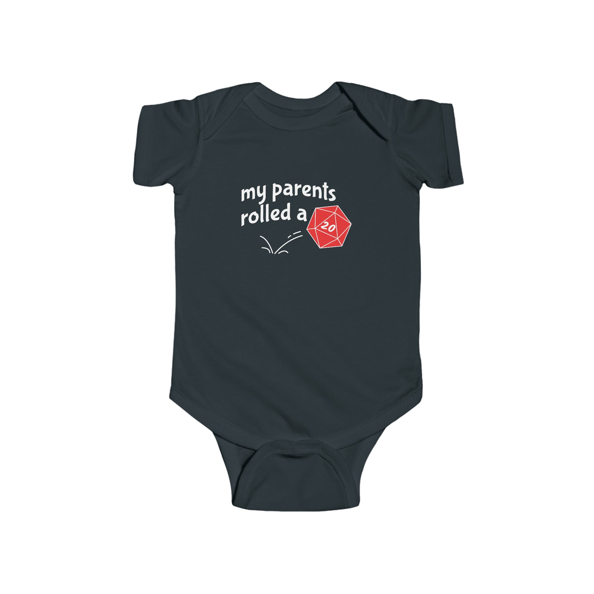 Black My Parents Rolled a Nat20 Snapsuit, Dungeons and Dragons Inspired Baby Apparel, Natural 20 Baby and Toddler Bodysuit