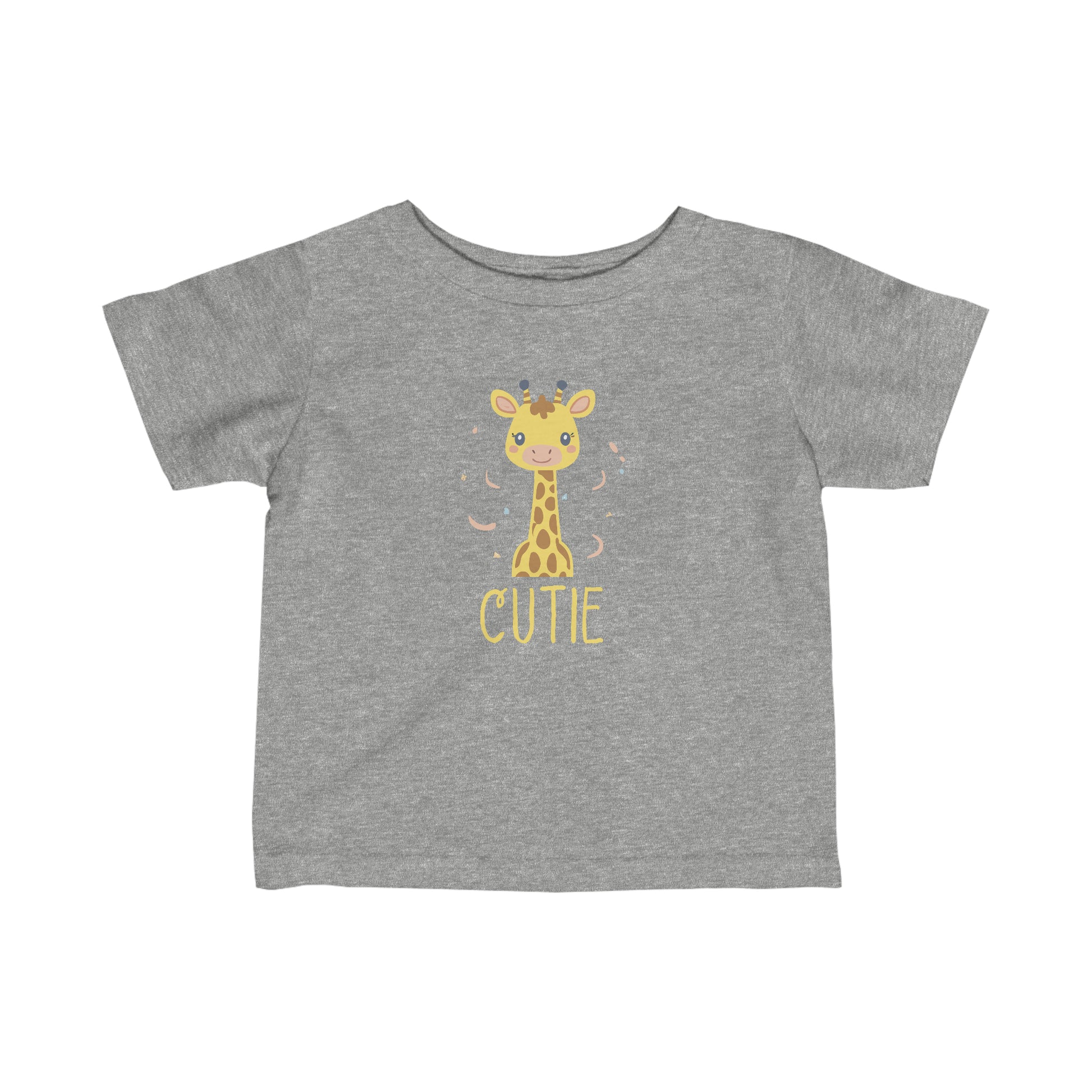 Heather Grey Giraffe Cutie Toddler Shirt Infant Fine Jersey Tee, Giraffe Cutie Baby Shirt