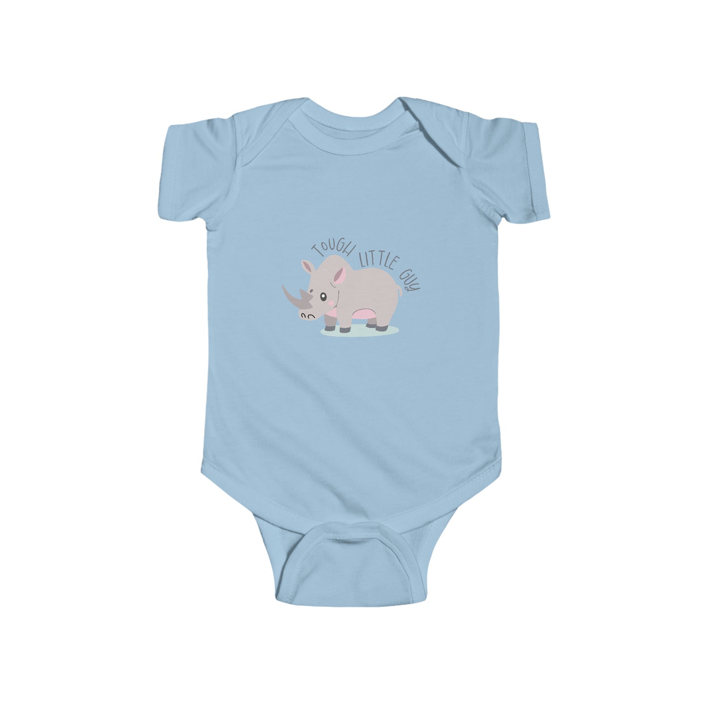 Light Blue Tough Little Guy Rhino Snapsuit Infant Fine Jersey Bodysuit, Rhino Bodysuit