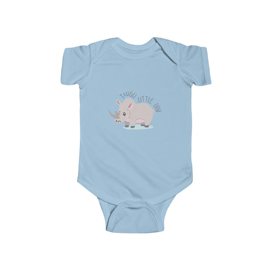 Light Blue Tough Little Guy Rhino Snapsuit Infant Fine Jersey Bodysuit, Rhino Bodysuit