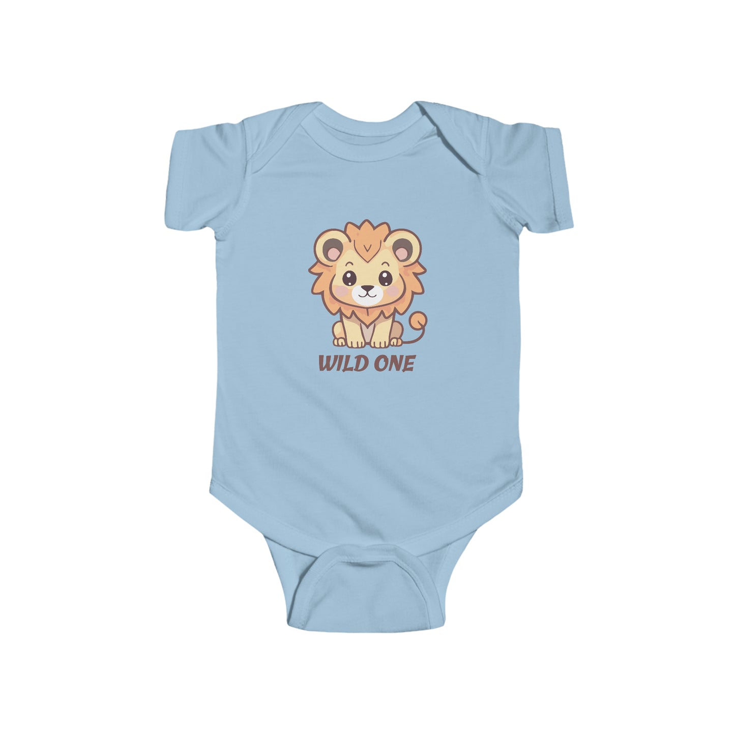 Light Blue Baby Bodysuit - Wild One Lion Bodysuit - Baby Jungle Animal Baby Bodysuit