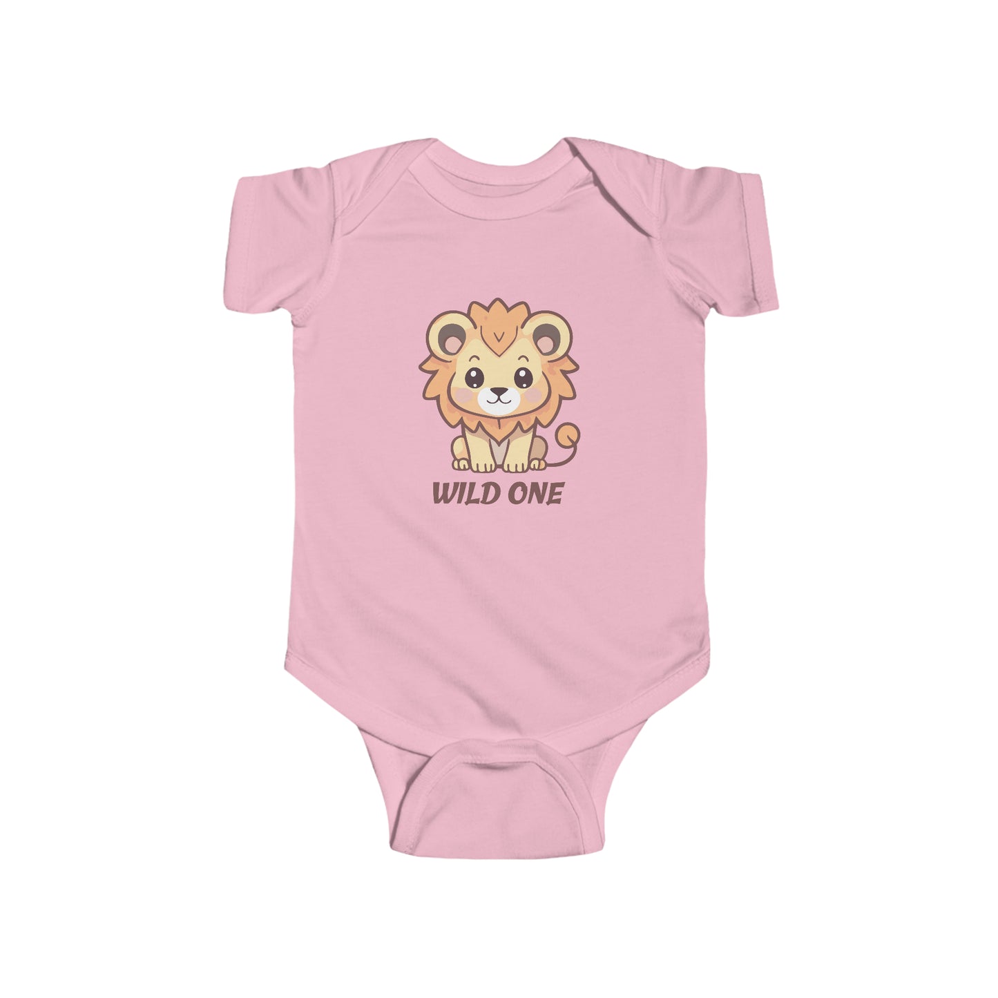 Pink Baby Bodysuit - Wild One Lion Bodysuit - Baby Jungle Animal Baby Bodysuit