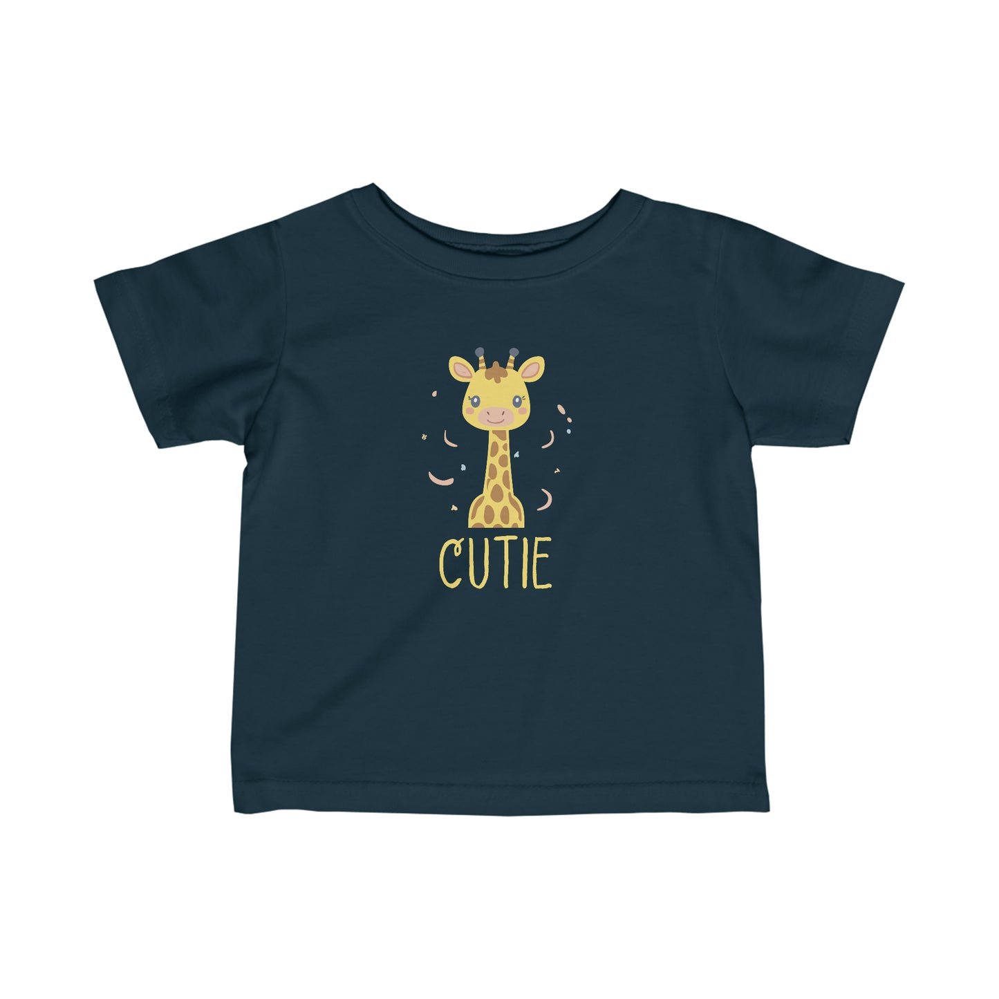 Navy Giraffe Cutie Toddler Shirt Infant Fine Jersey Tee, Giraffe Cutie Baby Shirt