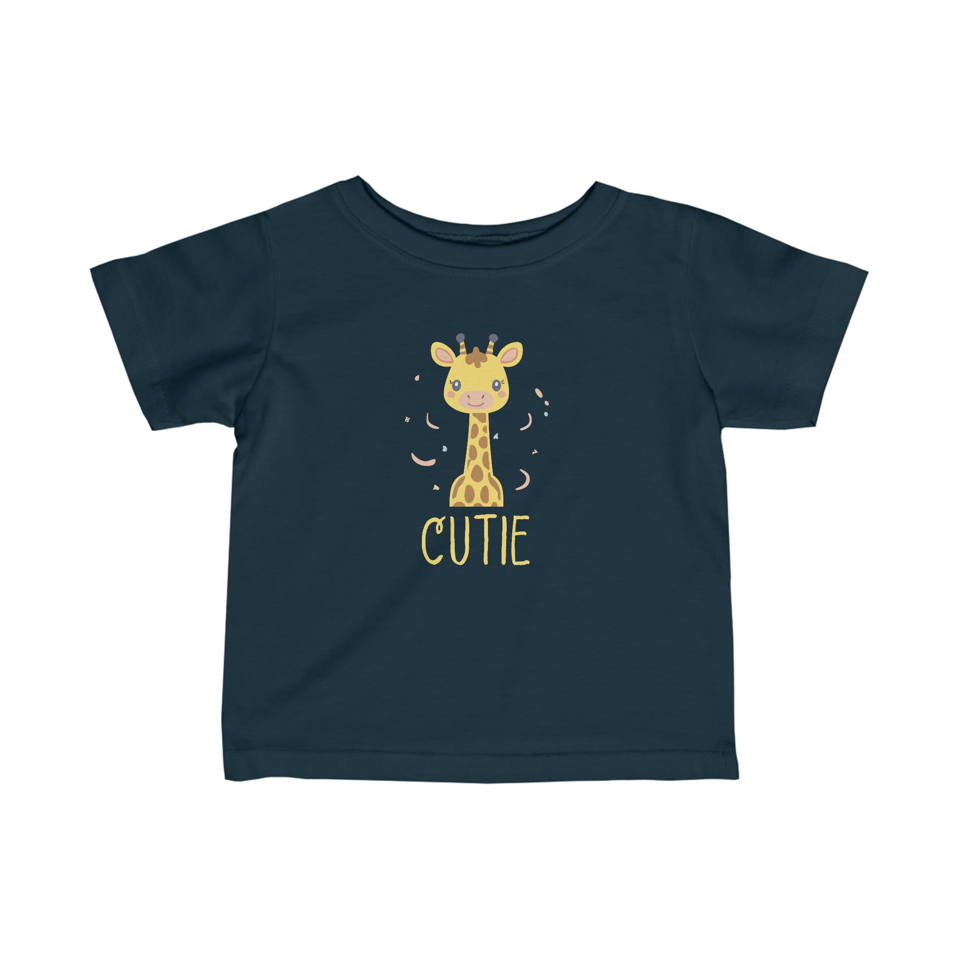 Navy Giraffe Cutie Toddler Shirt Infant Fine Jersey Tee, Giraffe Cutie Baby Shirt