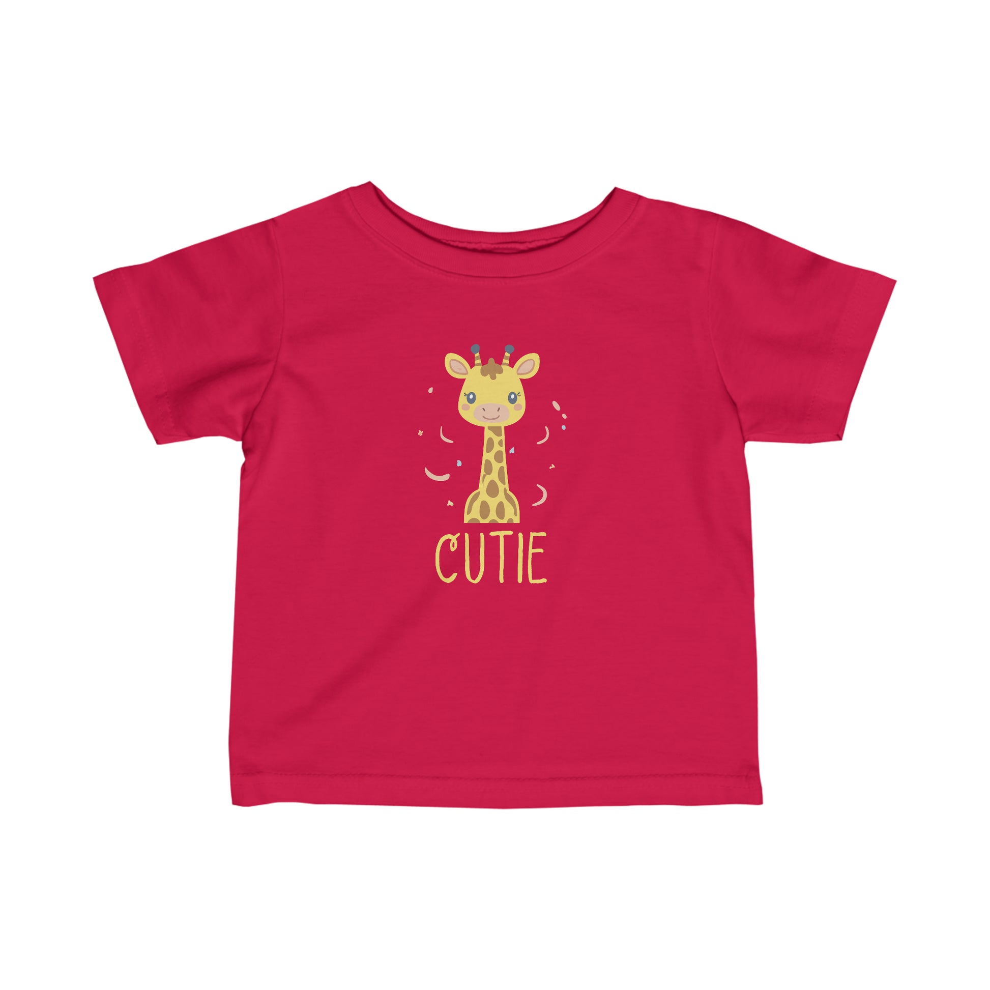 Red Giraffe Cutie Toddler Shirt Infant Fine Jersey Tee, Giraffe Cutie Baby Shirt