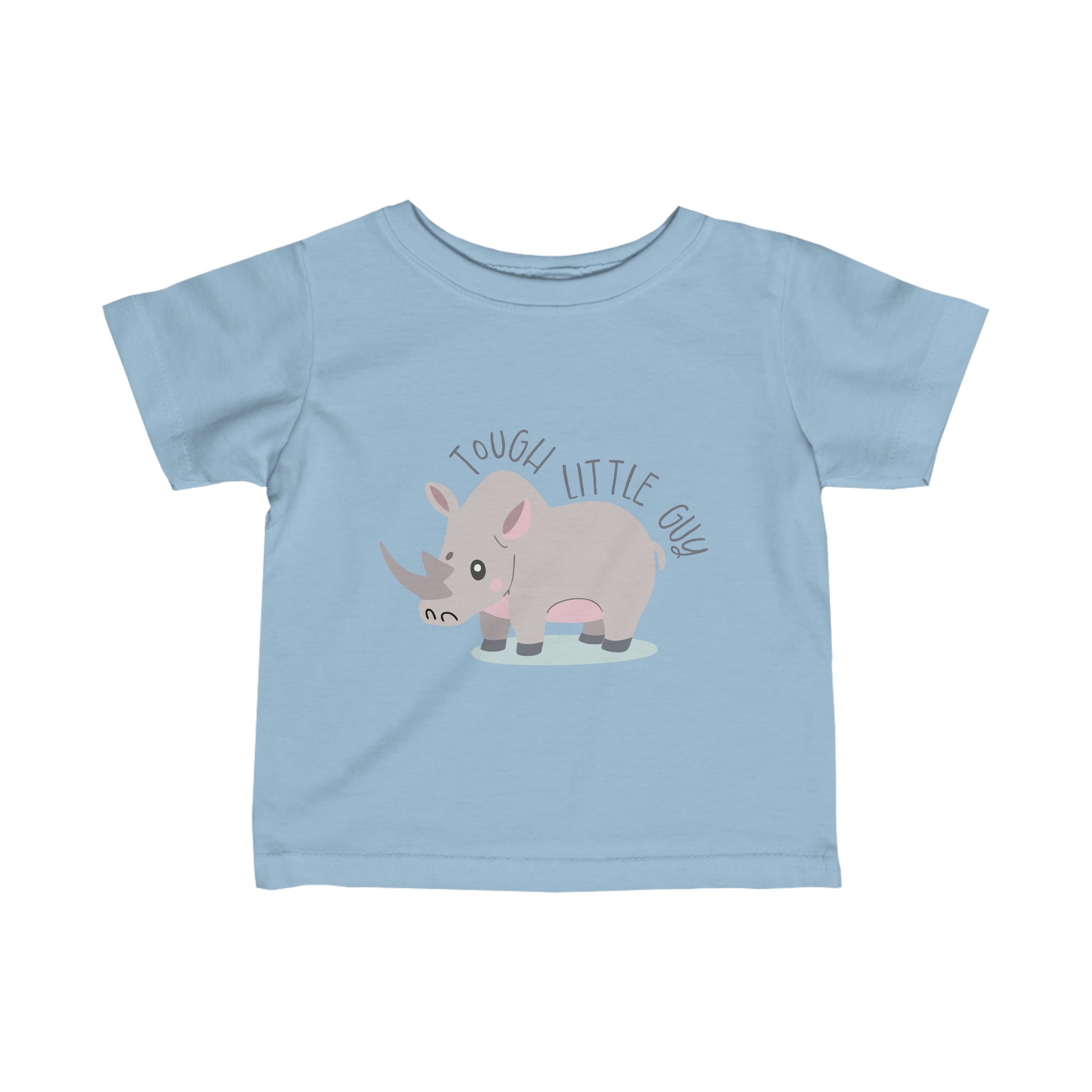 Light Blue Tough Little Guy Rhino Toddler T-Shirt Infant Fine Jersey Tee, Tough Rhino Toddler Shirt
