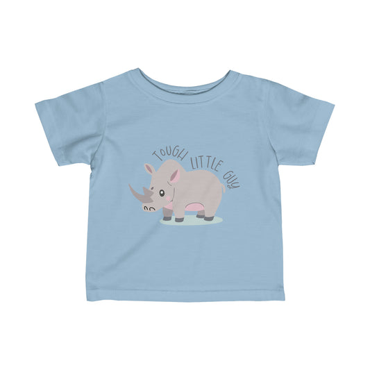 Light Blue Tough Little Guy Rhino Toddler T-Shirt Infant Fine Jersey Tee, Tough Rhino Toddler Shirt