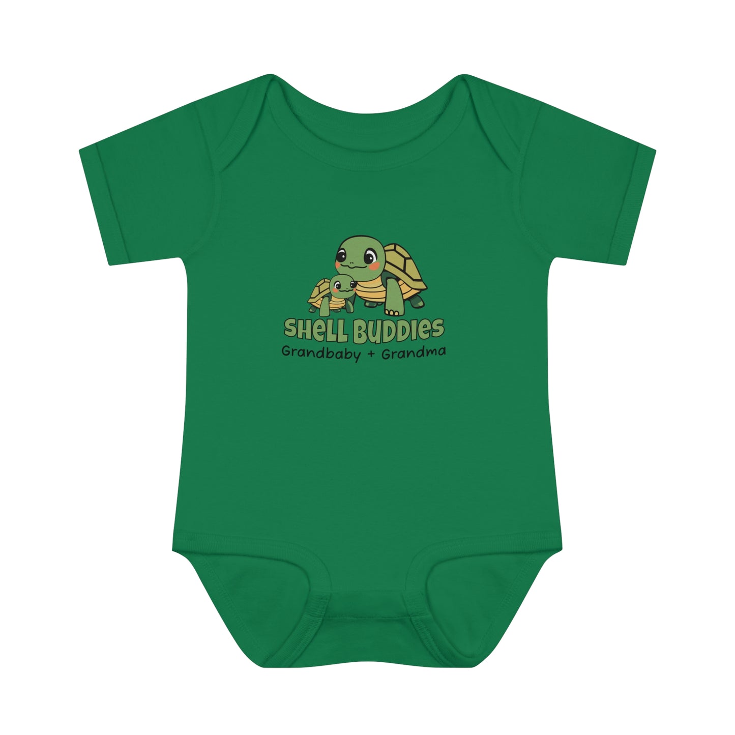 Kelly Green Shell Buddies Turtles Snapsuit for Grandparent and Grandbaby, Turtles Bodysuit for Grandbaby