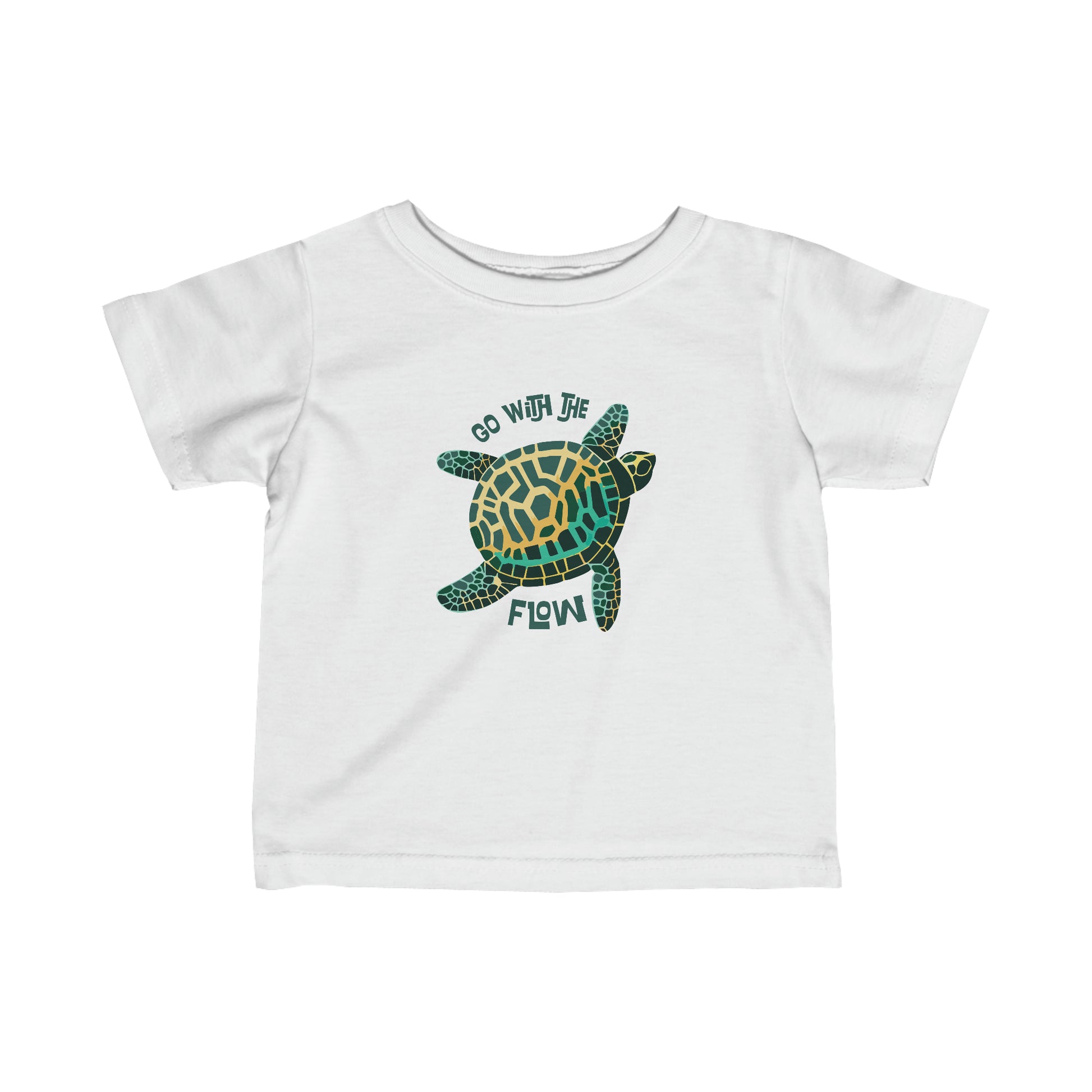 White Go With The Flow Turtle Shell Tee, Turtle Shell Baby and Toddler Shirt